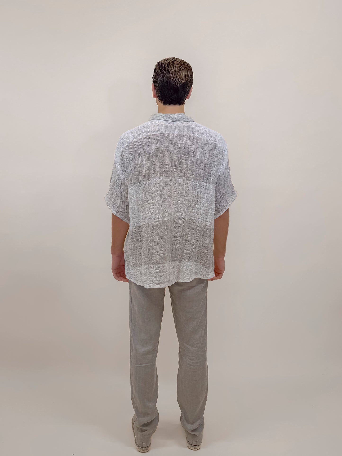 CAMICIA M/M RIGONE ecrù&avorio