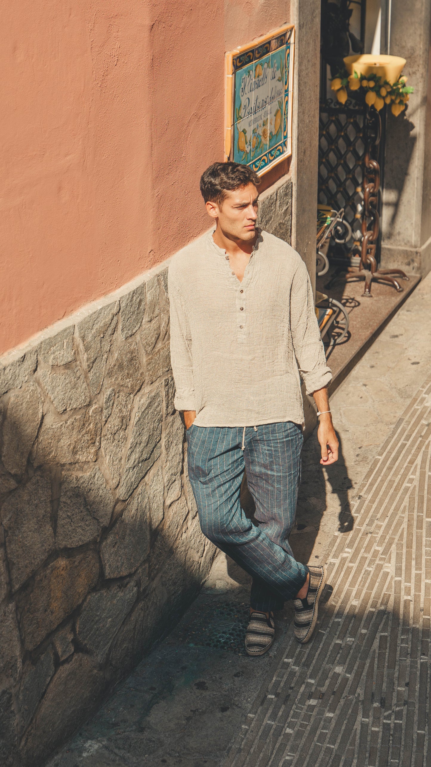CASACCA LINO GREZZO MADE IN ITALY MODA MARE POSITANO