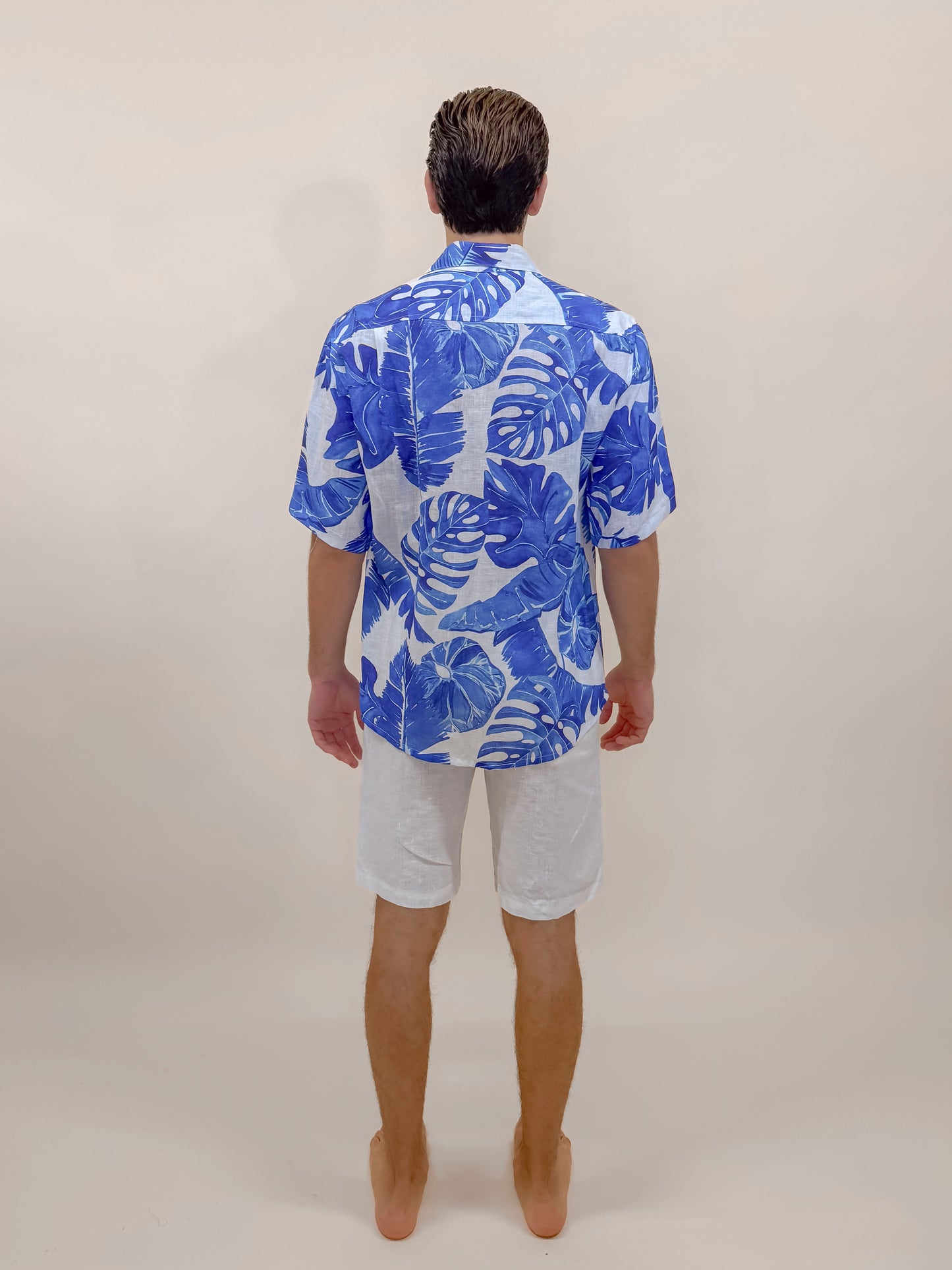 CAMICIA M/M FOGLIE BLU