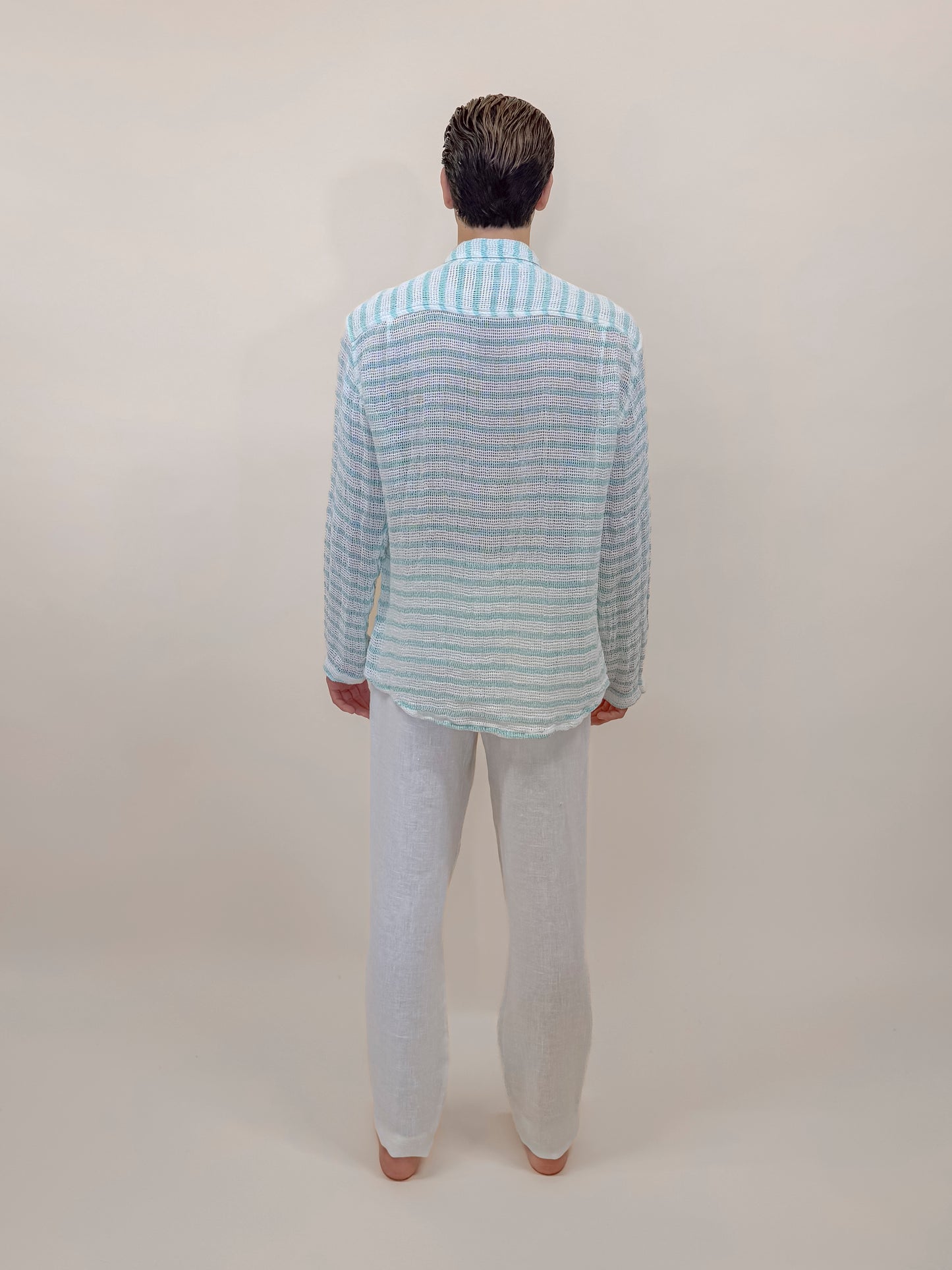 CAMICIA FULL BUTTONS RETE TURCHESE