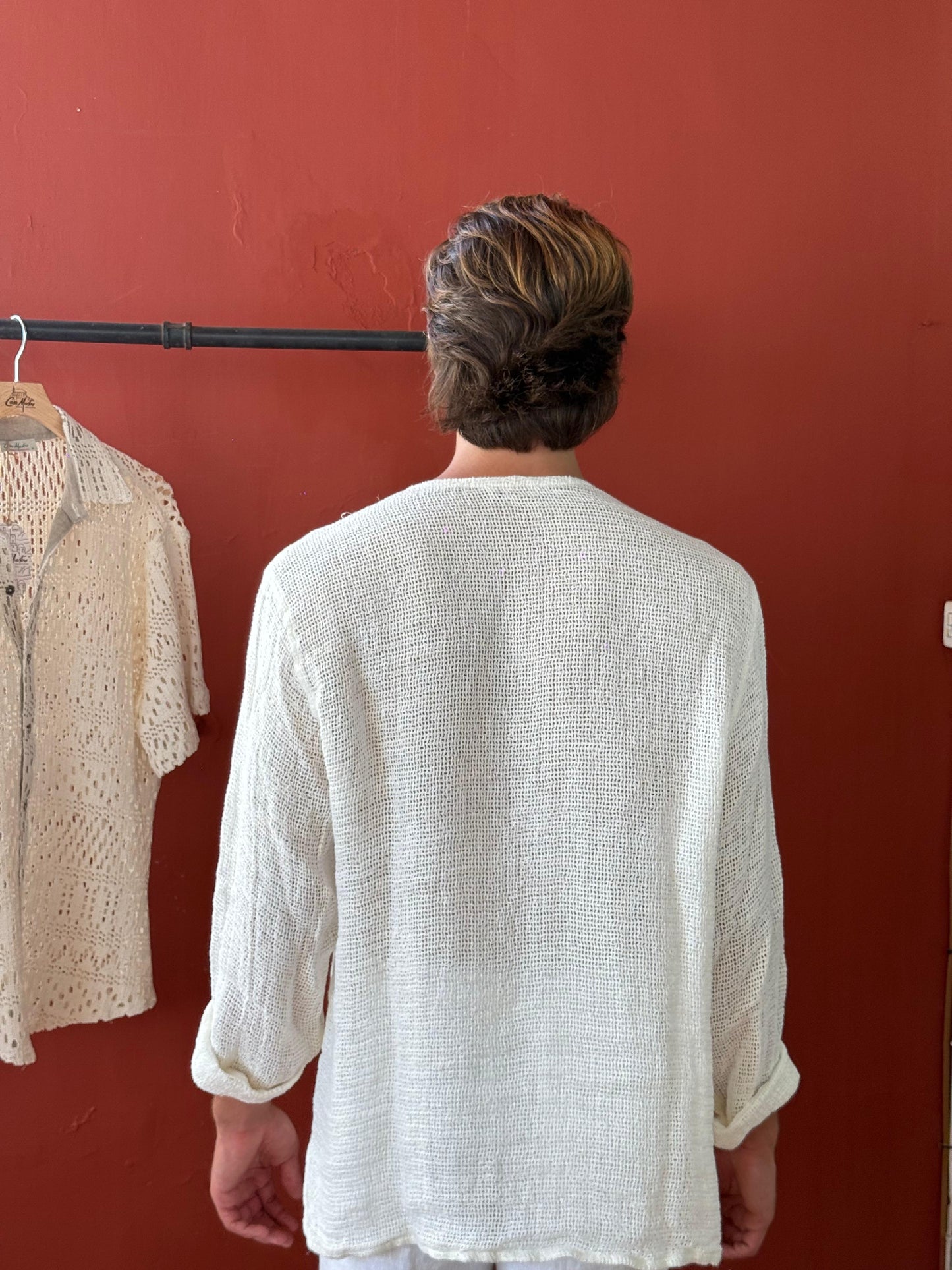 CASACCA SPARTA RETE di LINO AVORIO MADE IN POSITANO