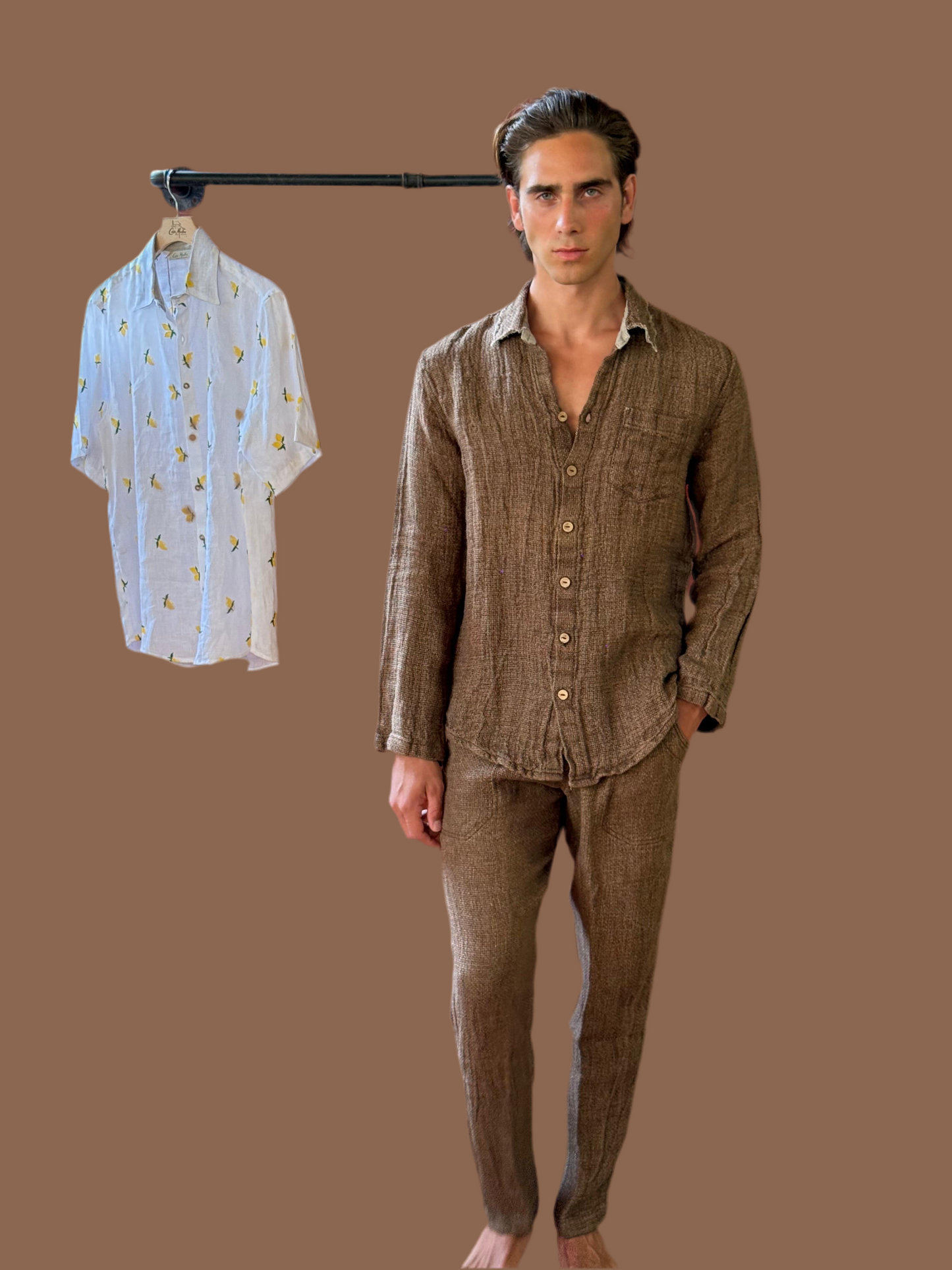 SET CAMICIA E PANTALONE PORTO IN TABACCO COLOUR