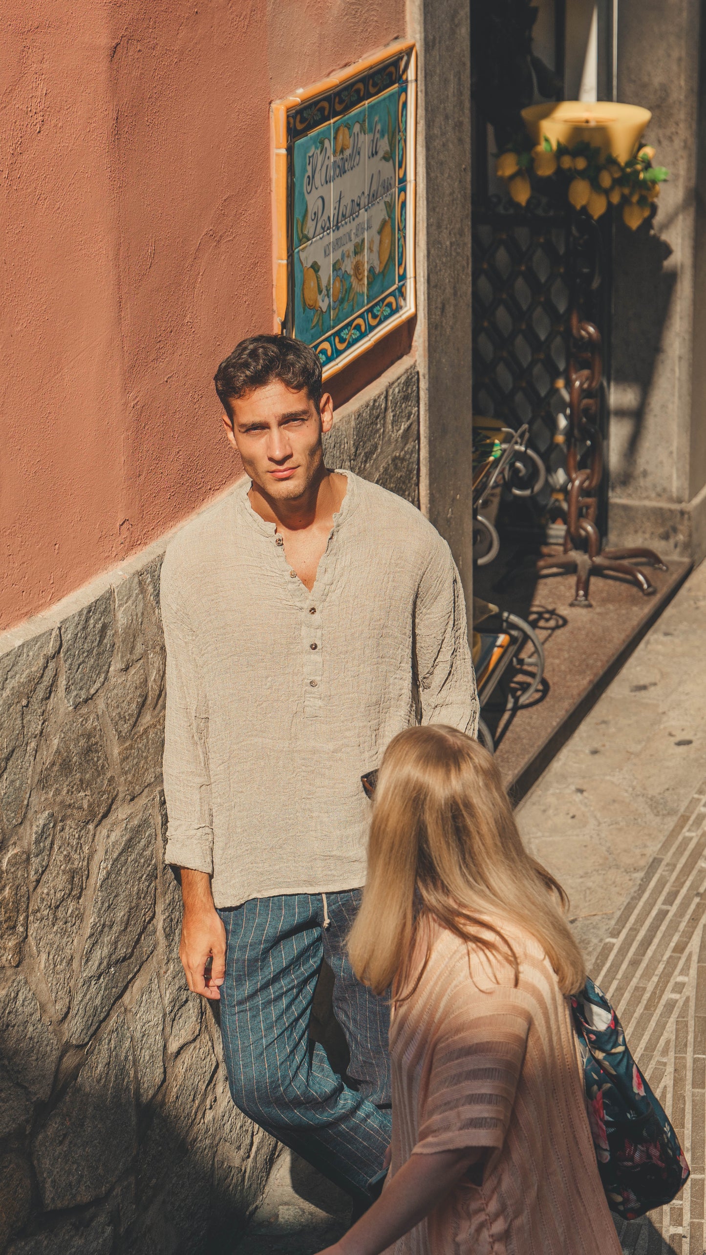 CASACCA LINO GREZZO MADE IN ITALY MODA MARE POSITANO