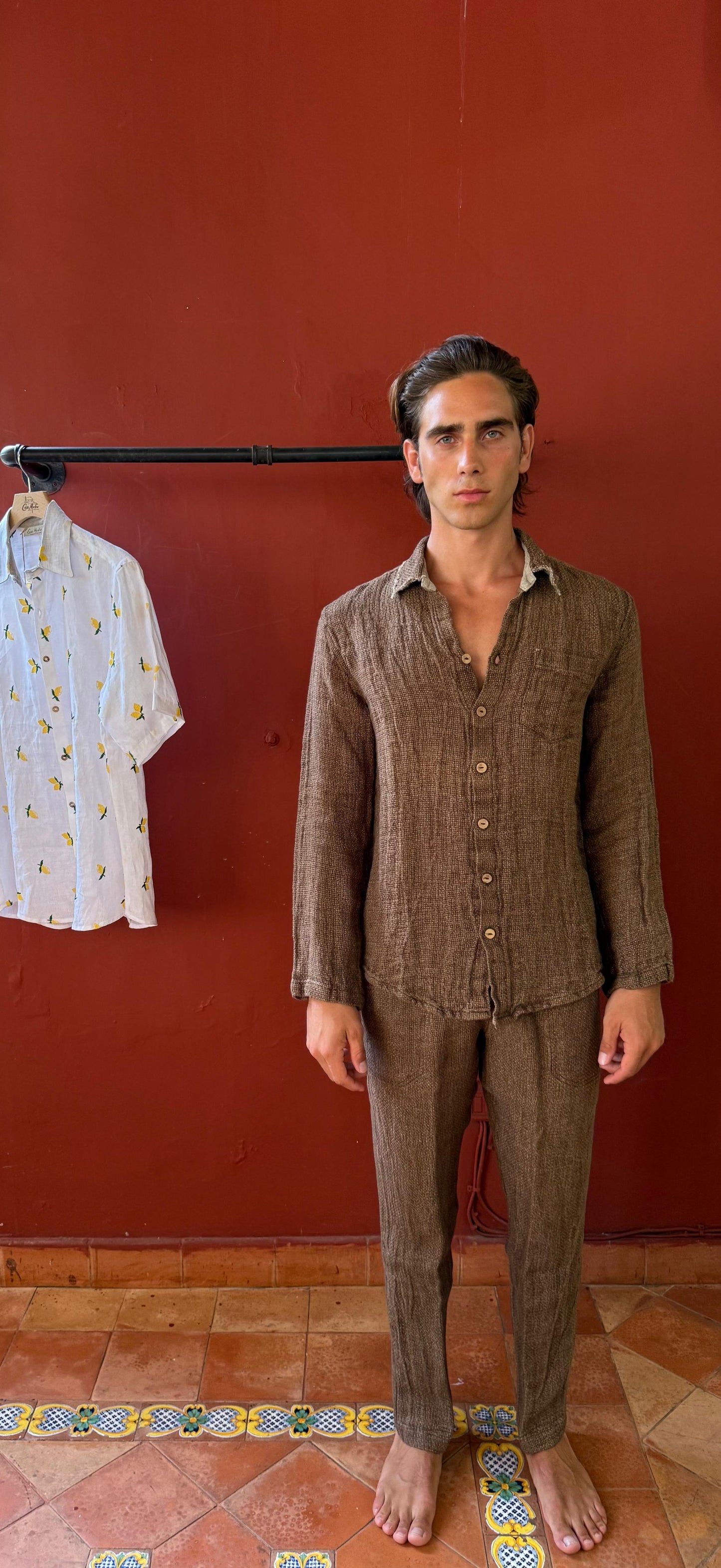 SET CAMICIA E PANTALONE PORTO IN TABACCO COLOUR