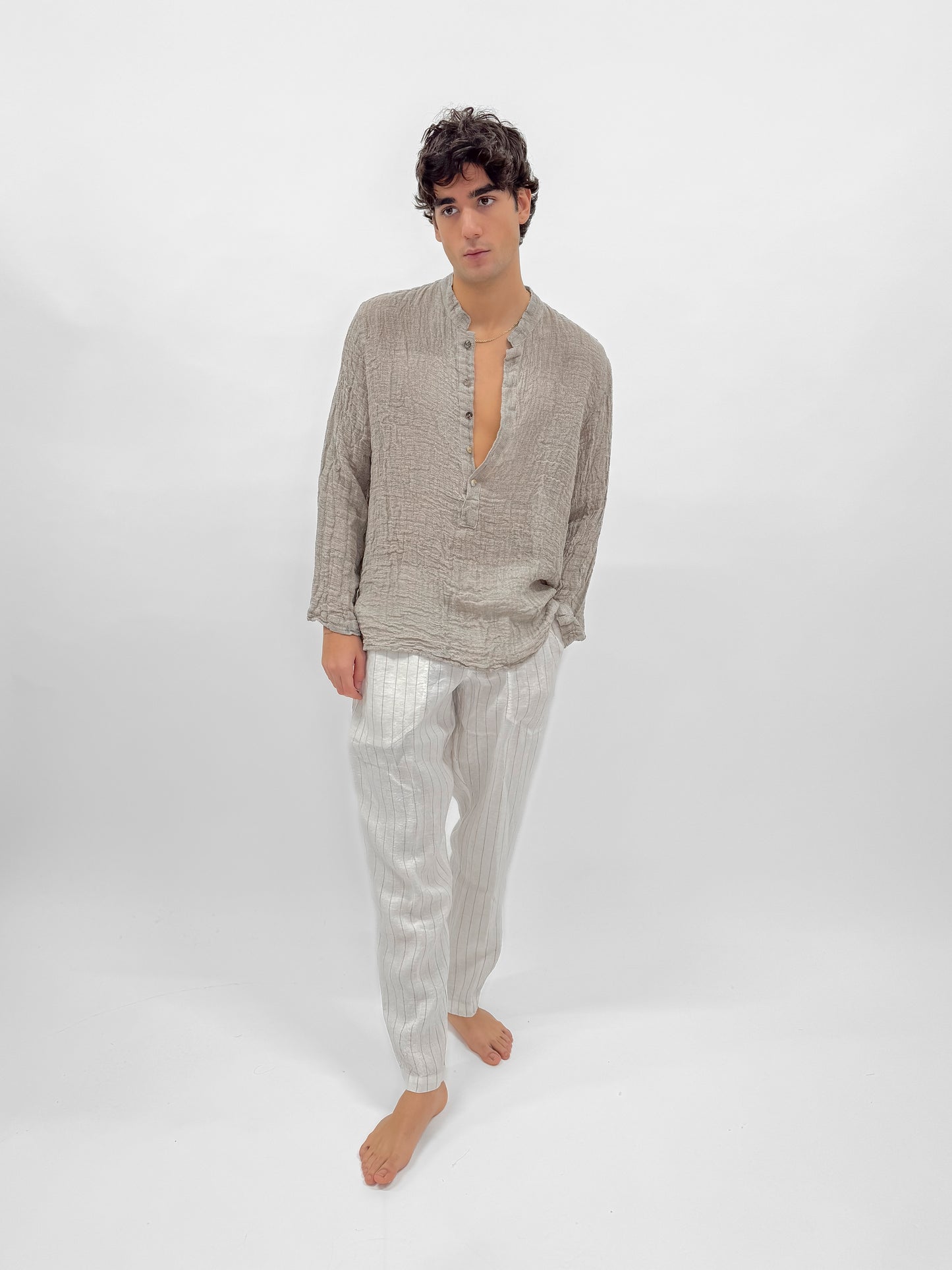 CASACCA LINO GREZZO MADE IN ITALY MODA MARE POSITANO