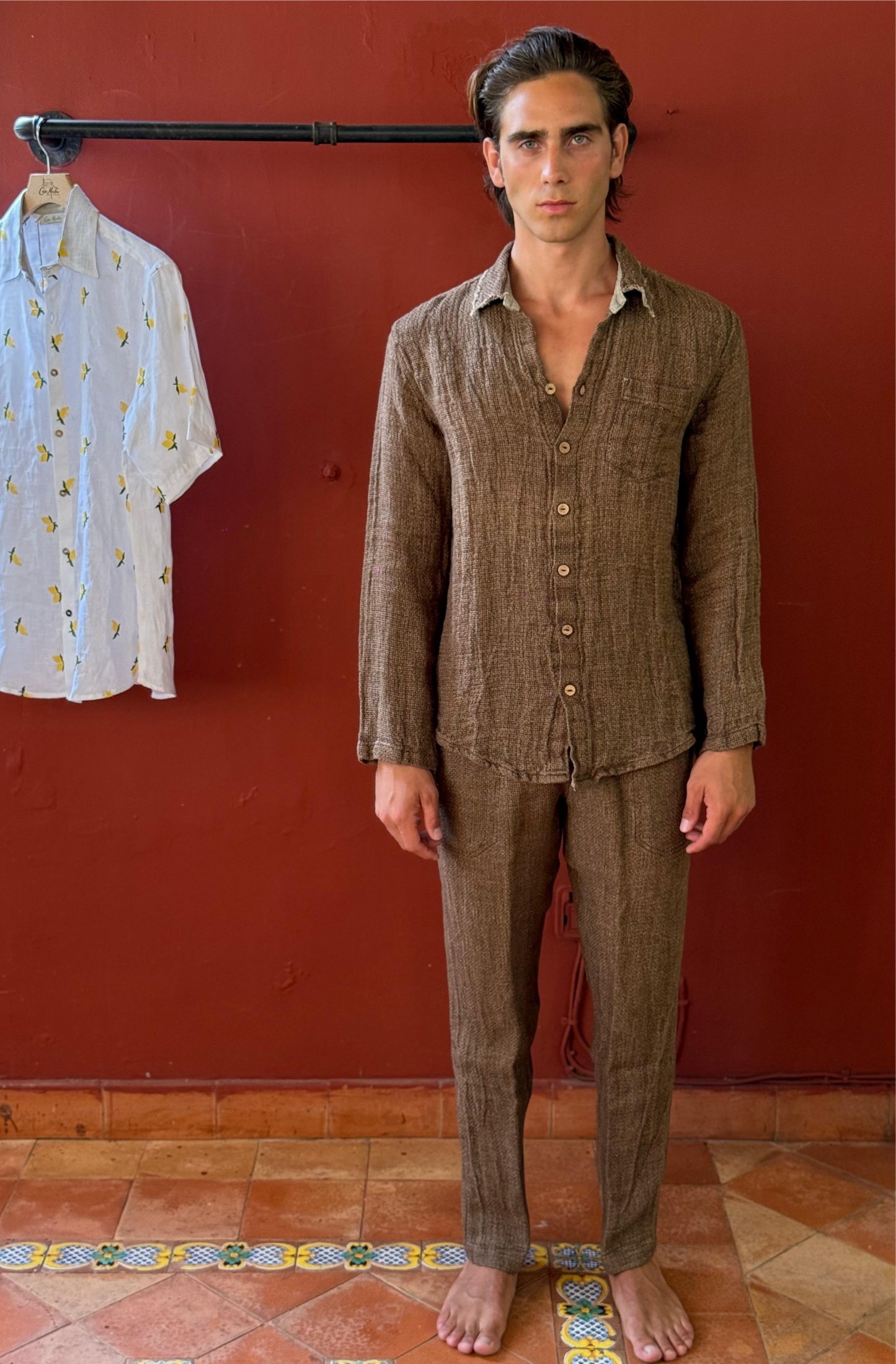 SET CAMICIA E PANTALONE PORTO IN TABACCO COLOUR