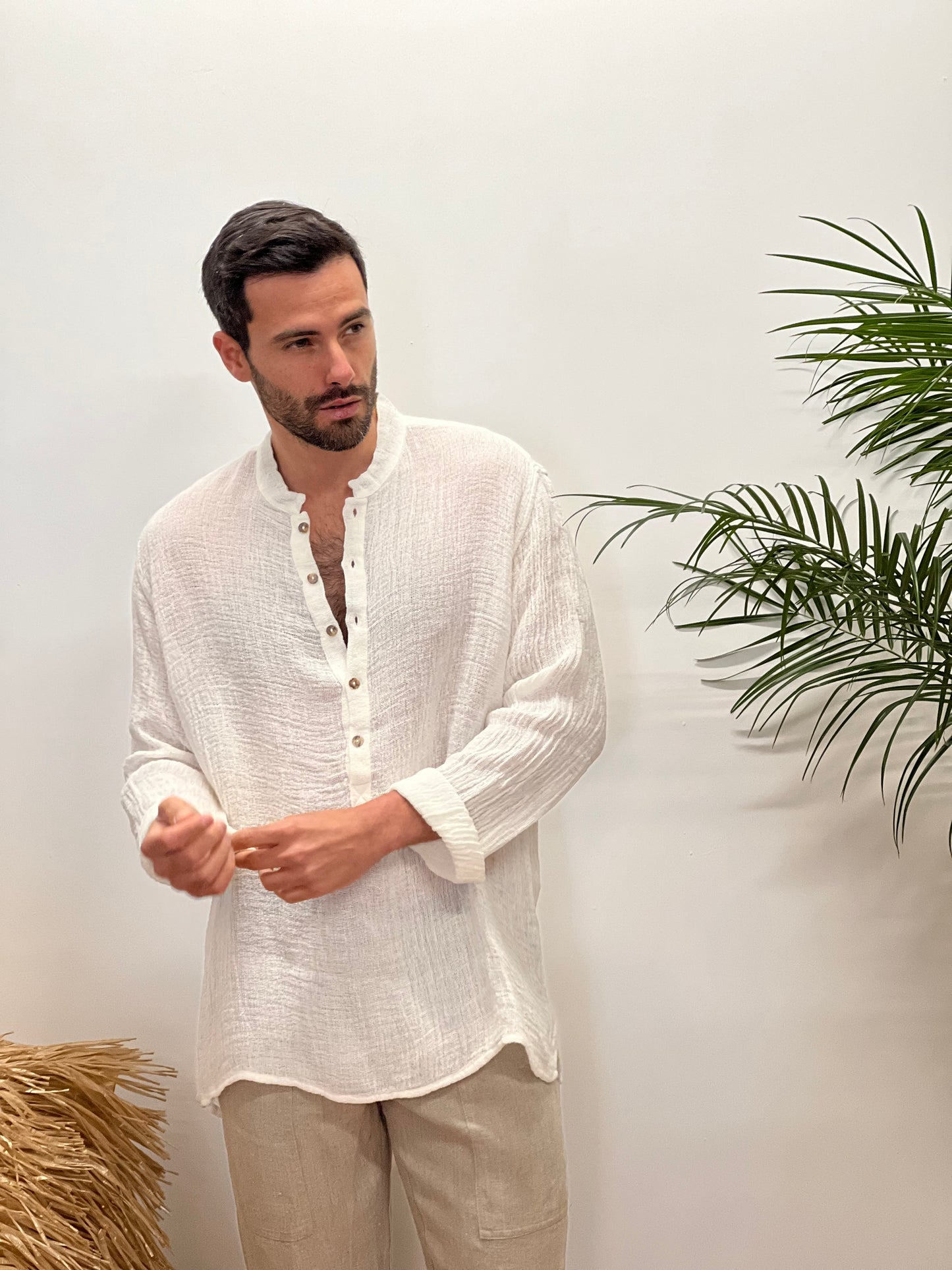 CASACCA CAMICIA IN PURO LINO MADE IN POSITANO ITALY
