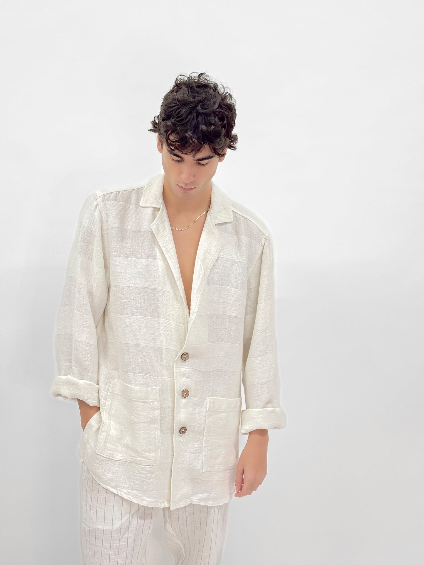 JACKET IN PURE LINEN RELAX STYLE FASHION BEACH POSITANO MADE IN ITALY