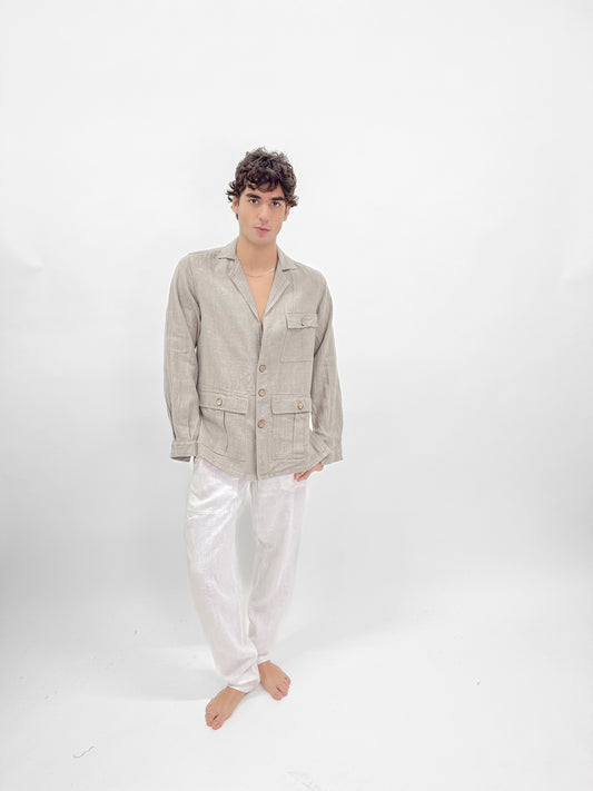 JACKET IN PURE LINEN RELAX STYLE BEACH FASHION POSITANO MADE IN ITALY
