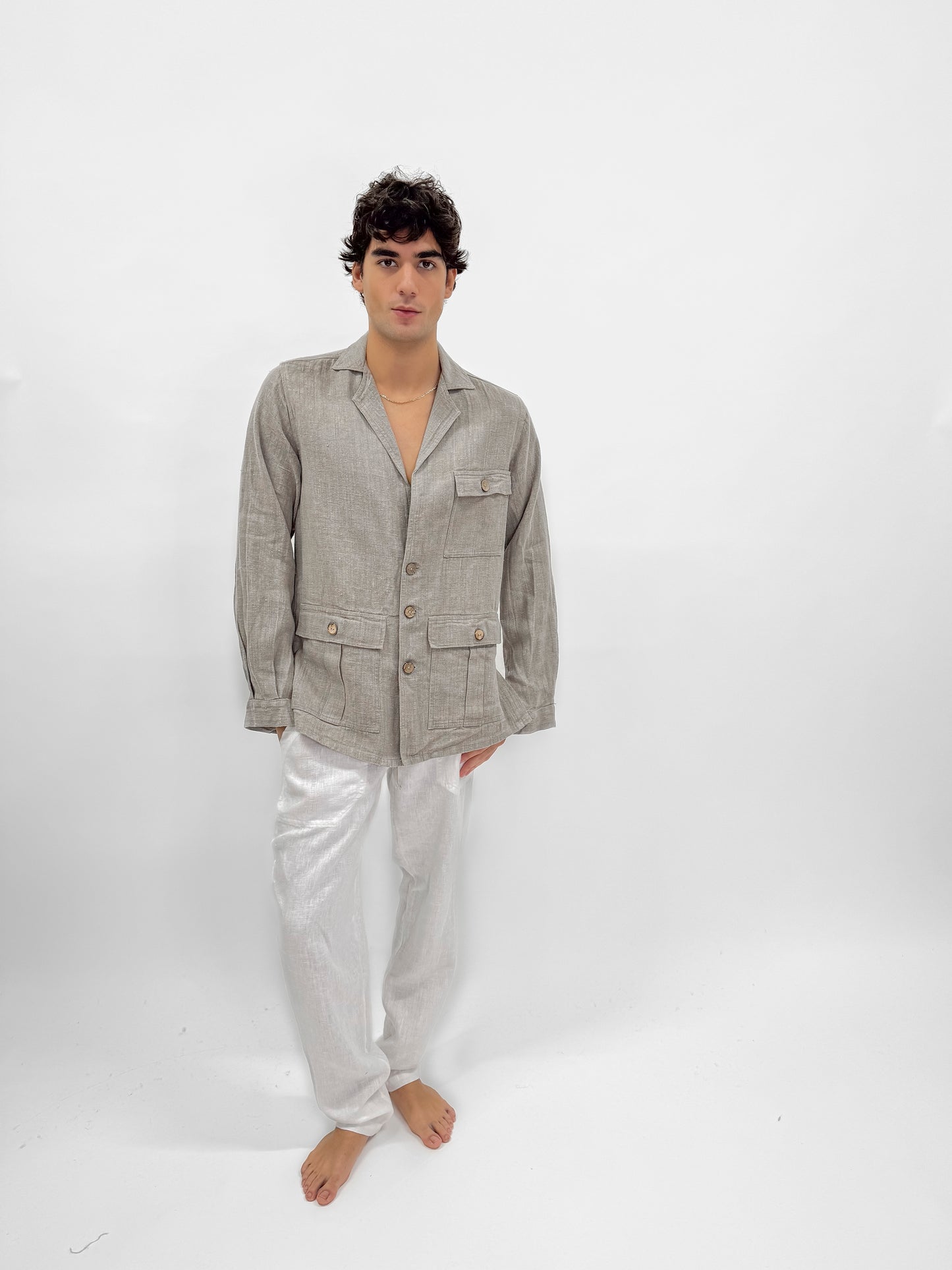 JACKET IN PURE LINEN RELAX STYLE BEACH FASHION POSITANO MADE IN ITALY