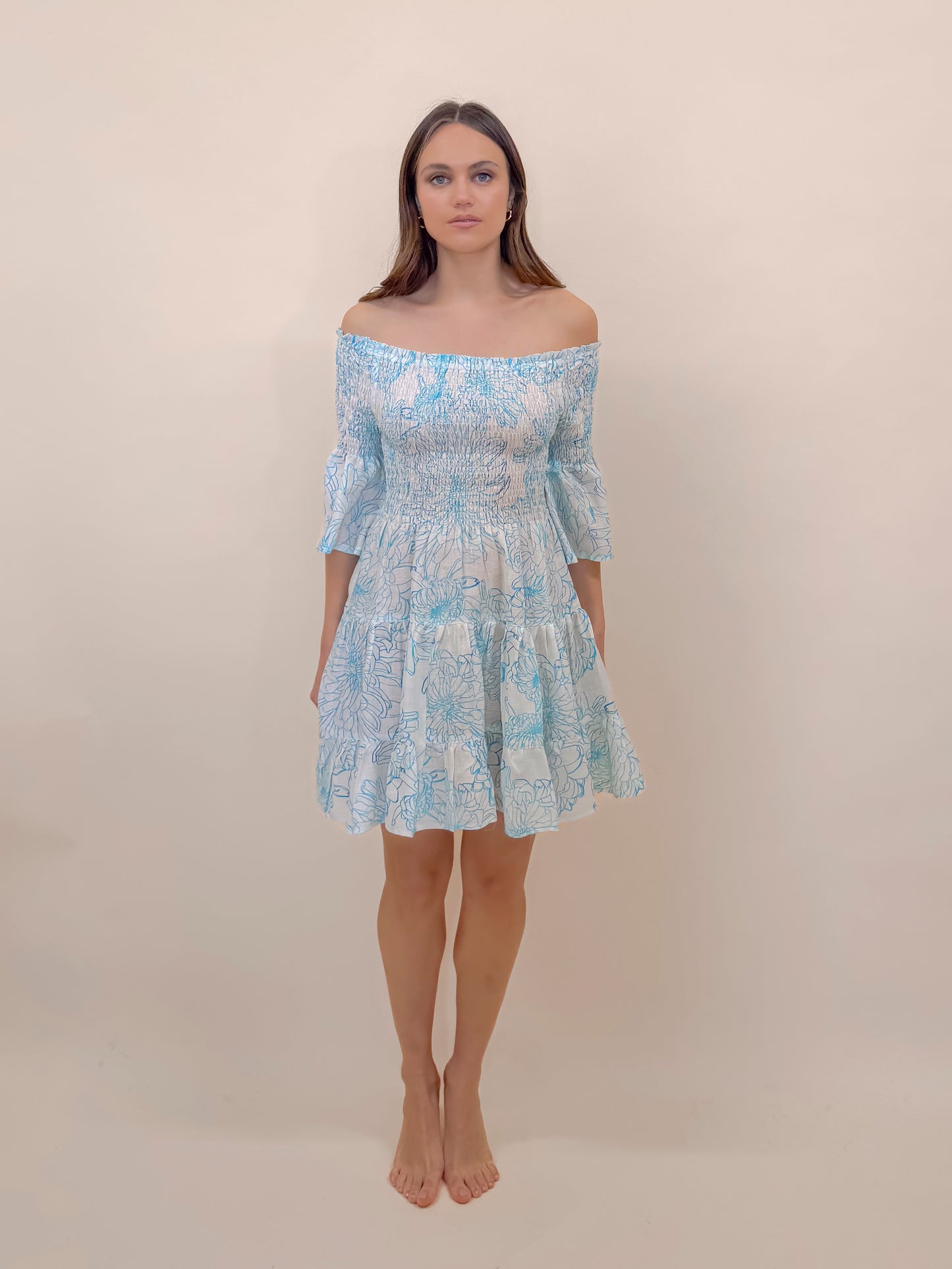 MINI DRESS AMELIA STAMPA AZZURRA