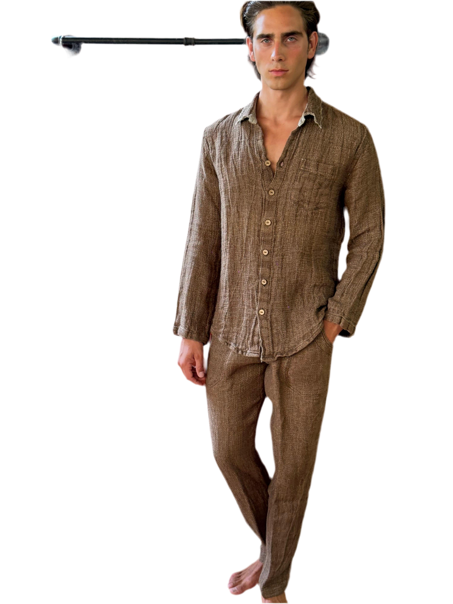 SET CAMICIA E PANTALONE PORTO IN TABACCO COLOUR