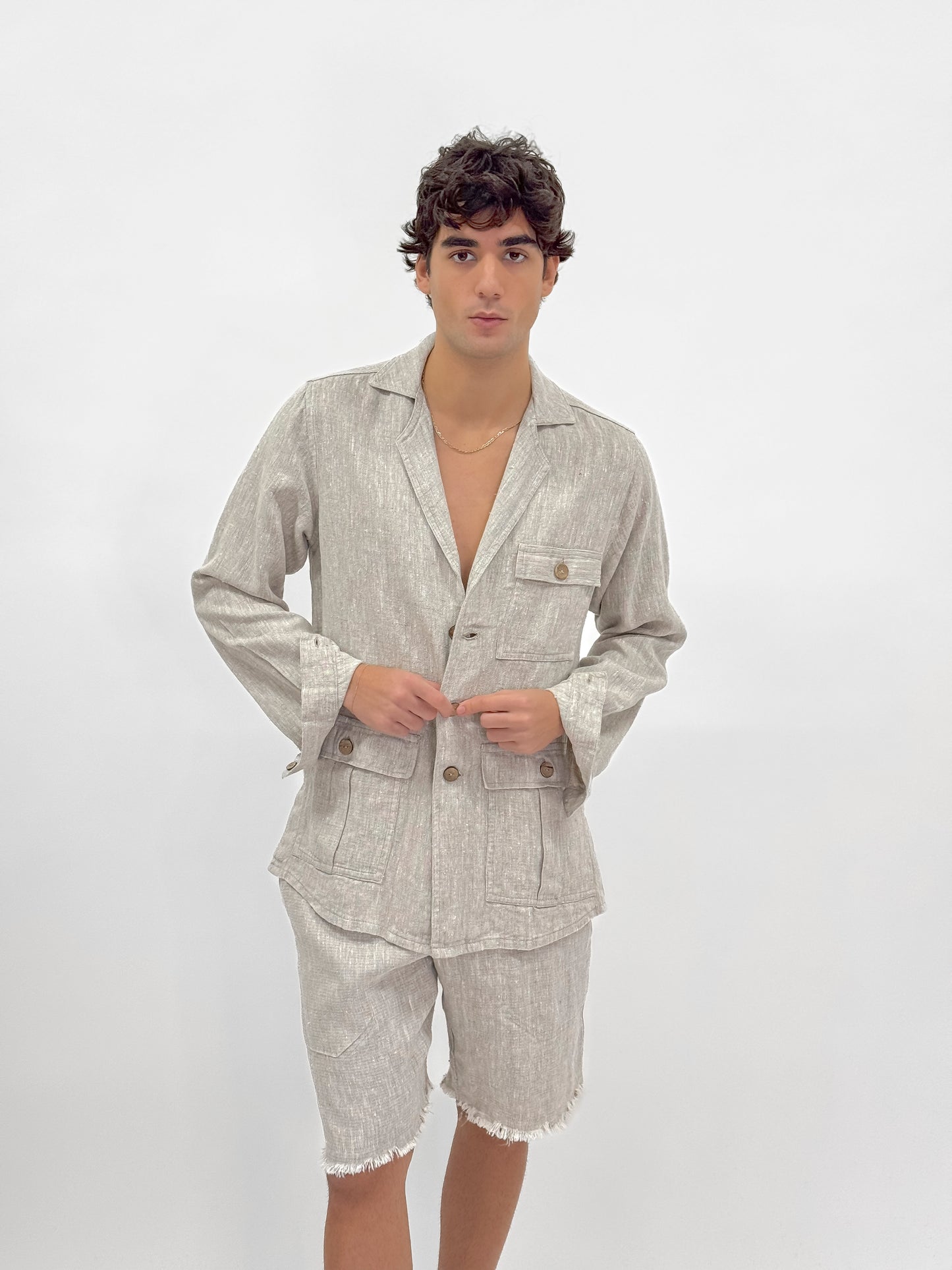 JACKET IN PURE LINEN RELAX STYLE FASHION BEACH POSITANO MADE IN ITALY