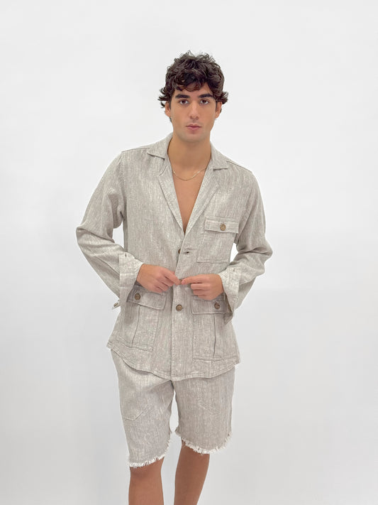 JACKET IN PURE LINEN RELAX STYLE FASHION BEACH POSITANO MADE IN ITALY