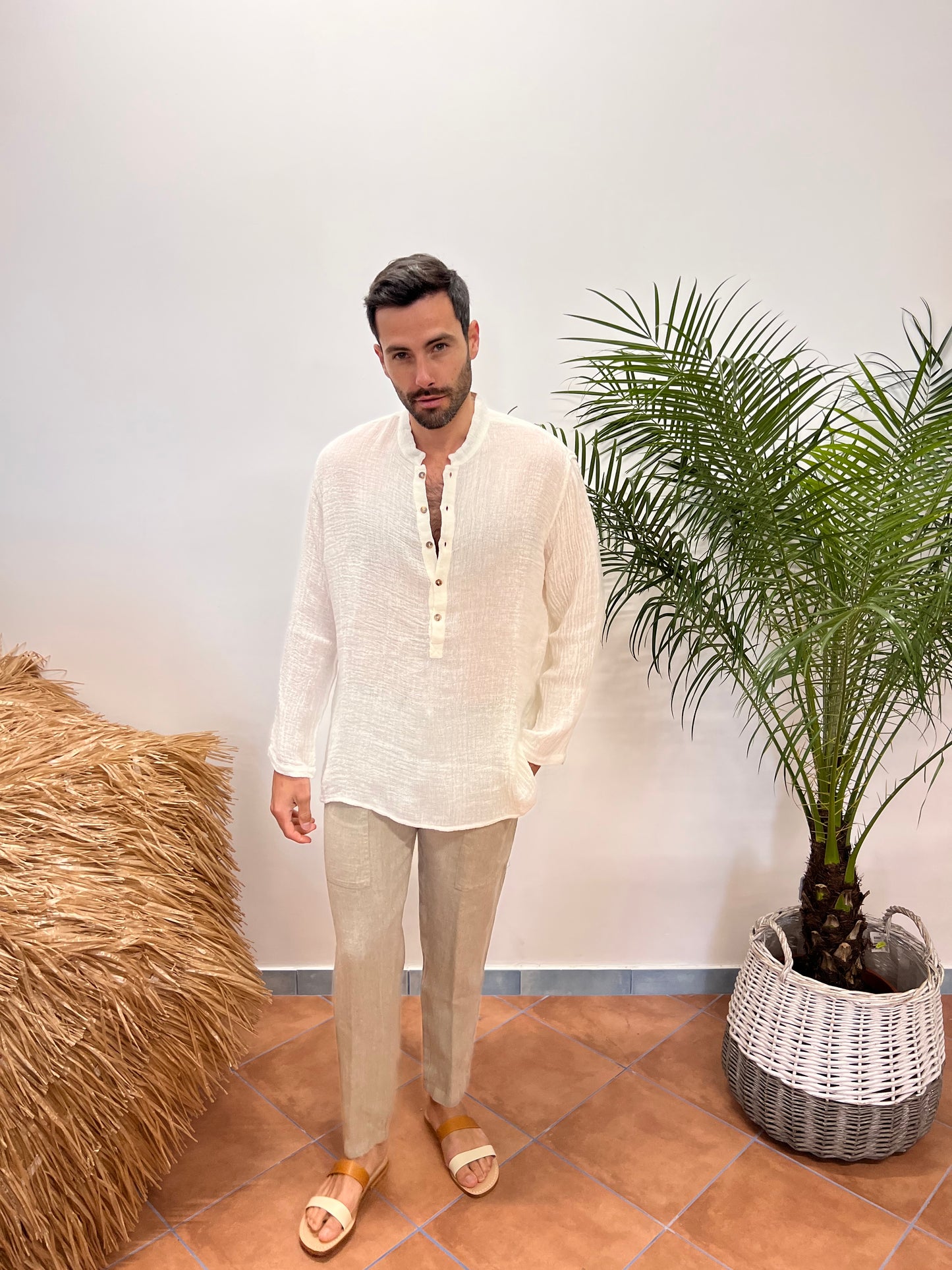 CASACCA CAMICIA IN PURO LINO MADE IN POSITANO ITALY