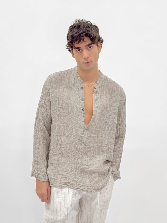 CASACCA LINO GREZZO MADE IN ITALY MODA MARE POSITANO