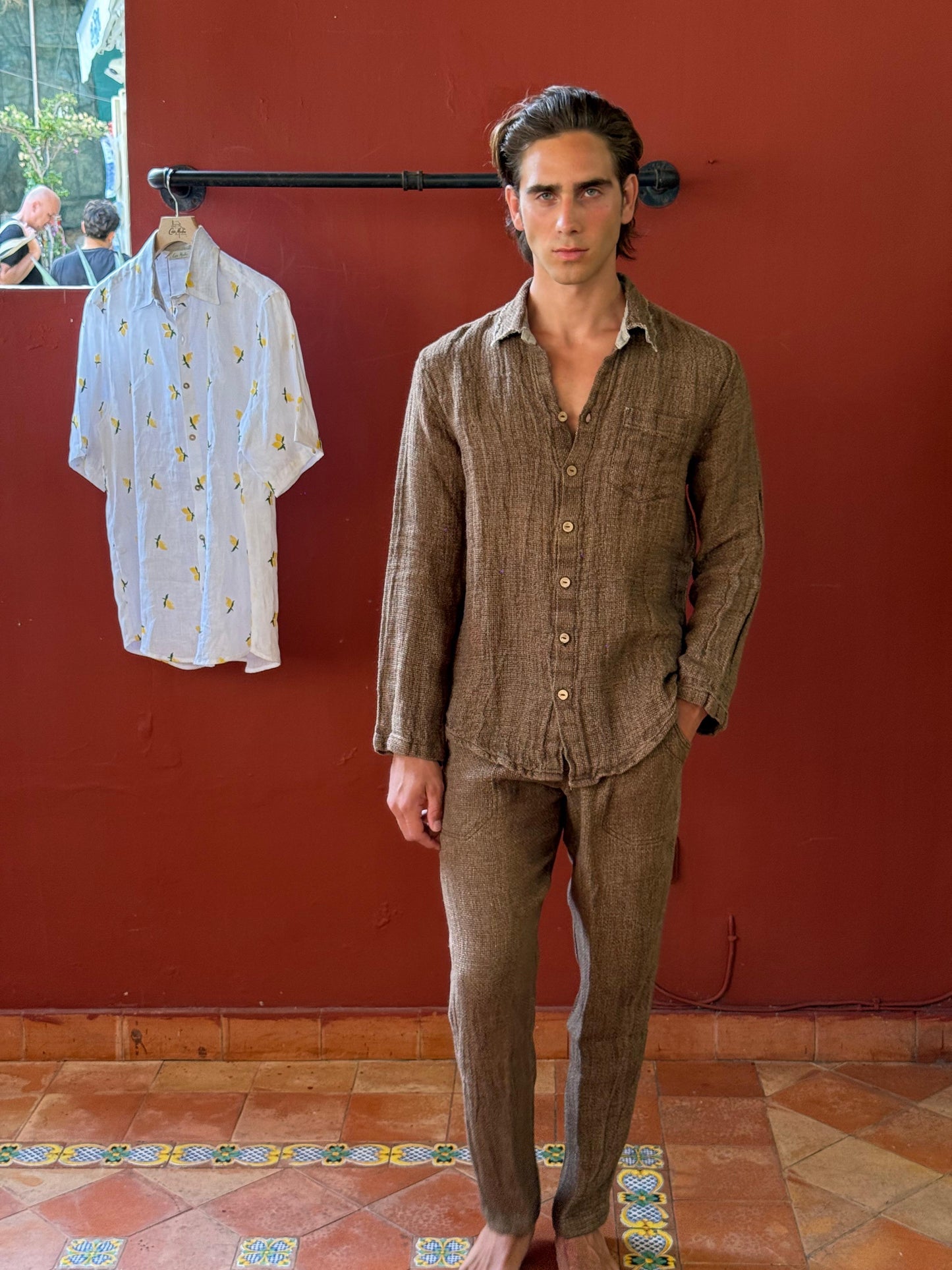 SET CAMICIA E PANTALONE PORTO IN TABACCO COLOUR