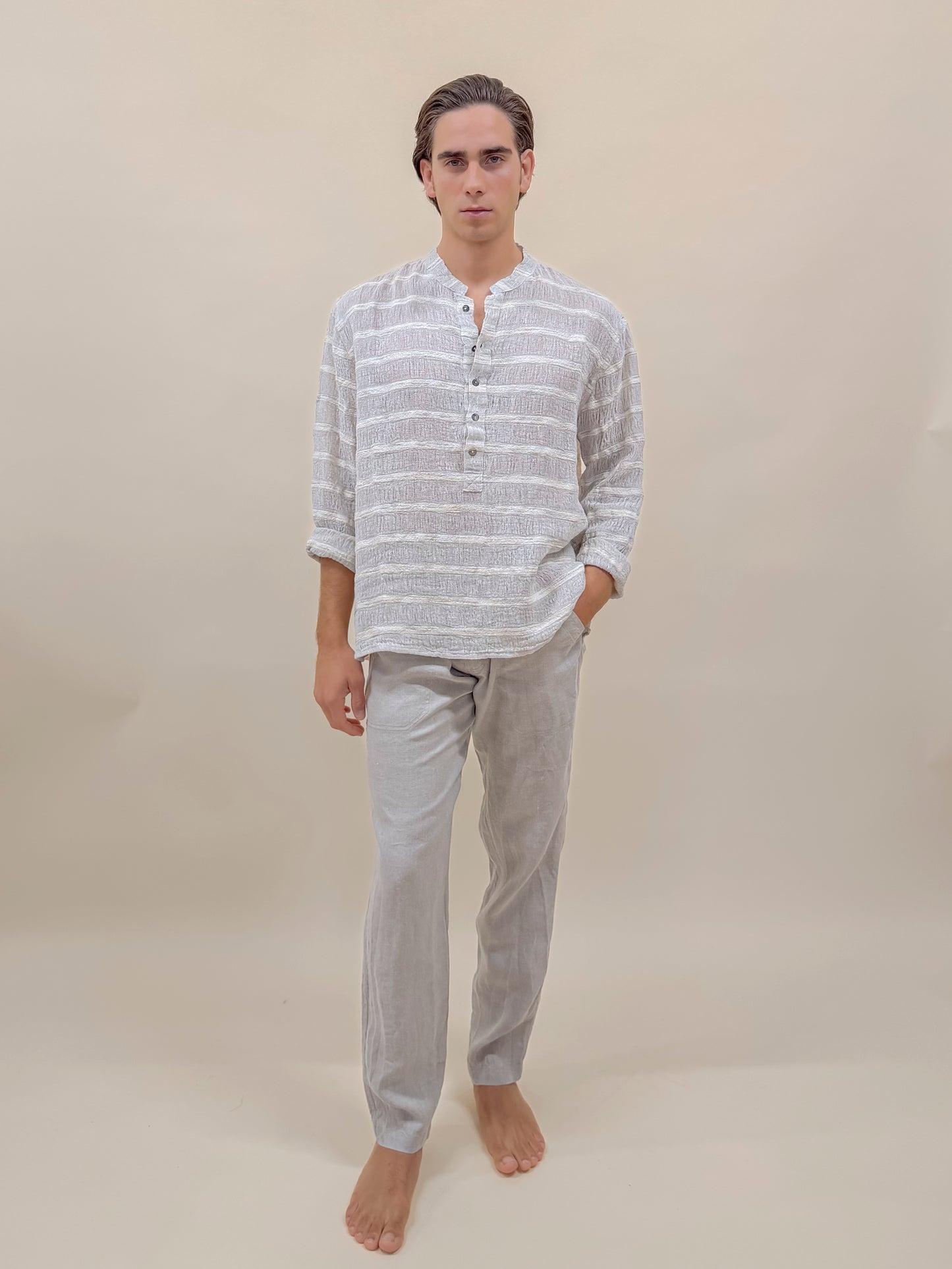 CAMICIA 5 BUTTONS RIGA ÉCRU