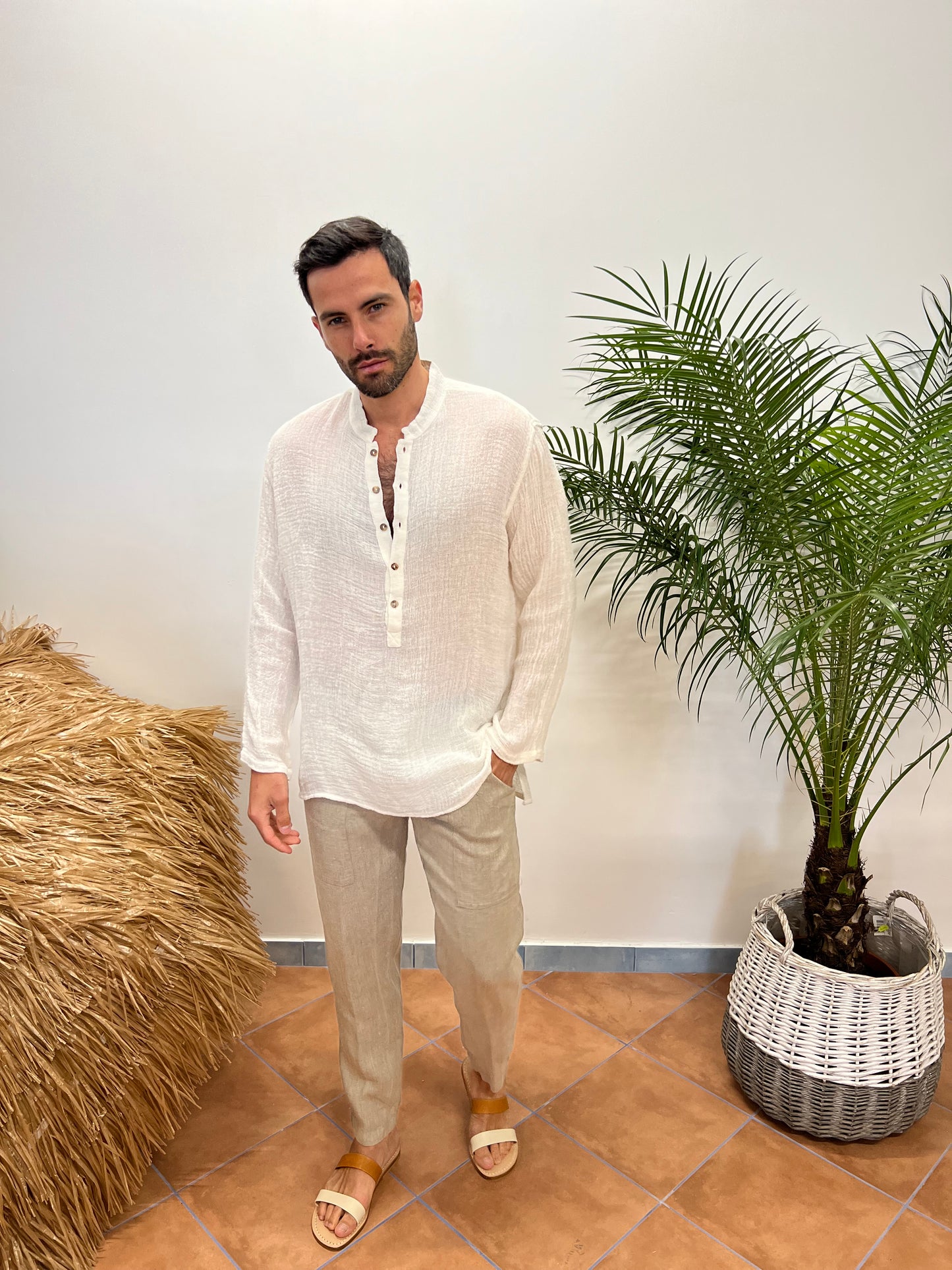 CASACCA CAMICIA IN PURO LINO MADE IN POSITANO ITALY