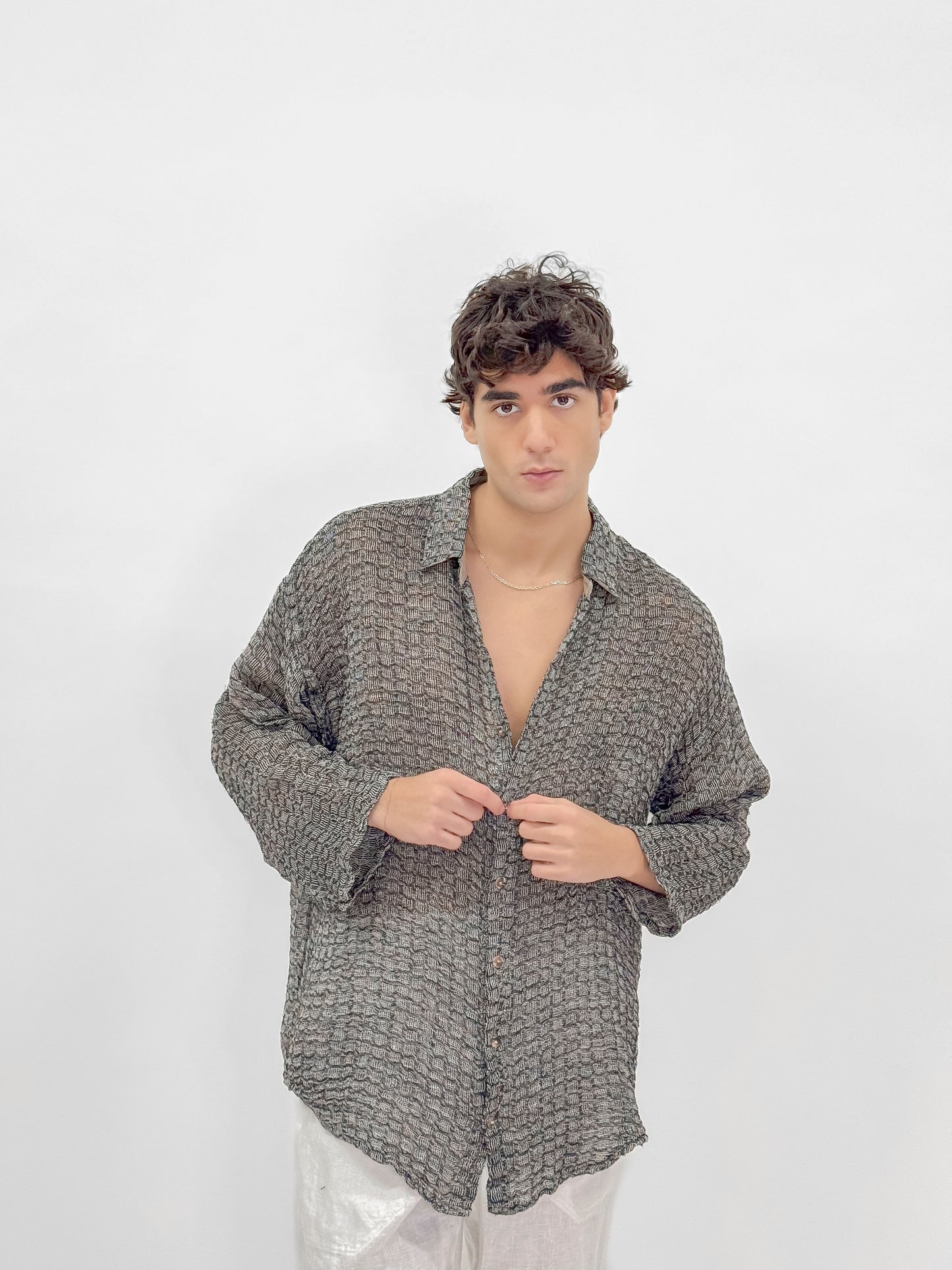 CAMICIA IN LINO GREZZO MADE IN ITALY MODA MARE POSITANO