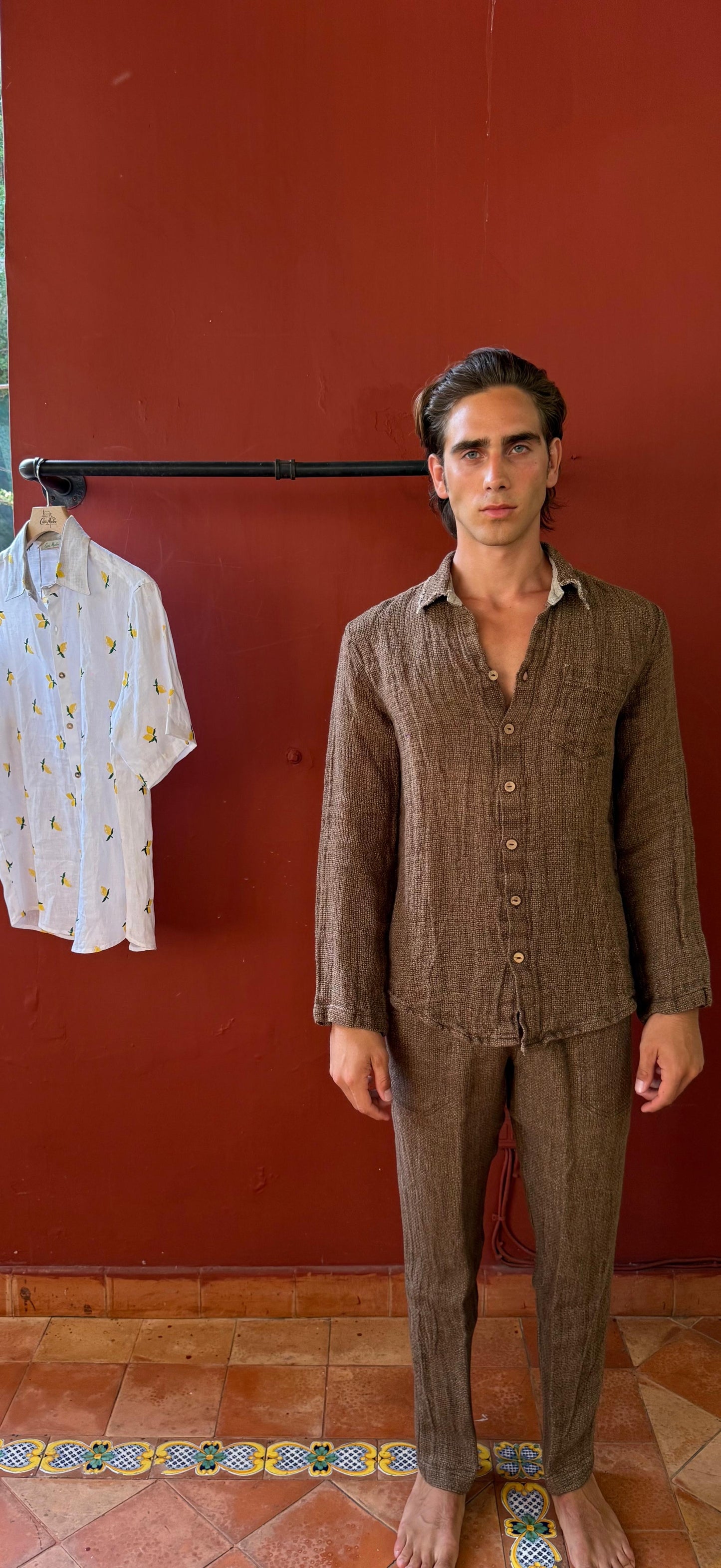 SET CAMICIA E PANTALONE PORTO IN TABACCO COLOUR