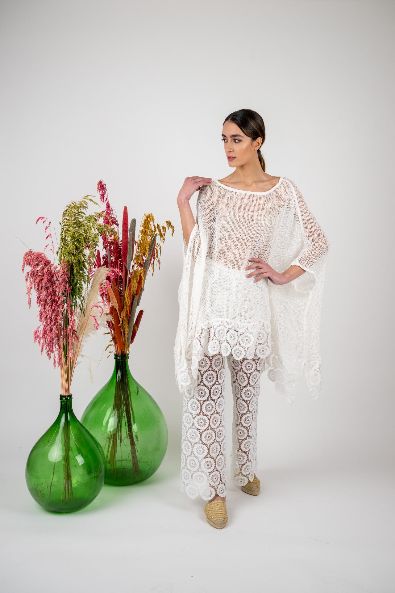 PANTALONI IN PIZZO CUORI MODA MARE POSITANO MADE IN ITALY