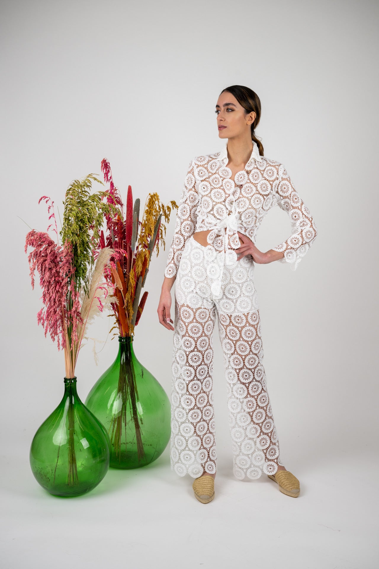 PANTALONI IN PIZZO CUORI MODA MARE POSITANO MADE IN ITALY