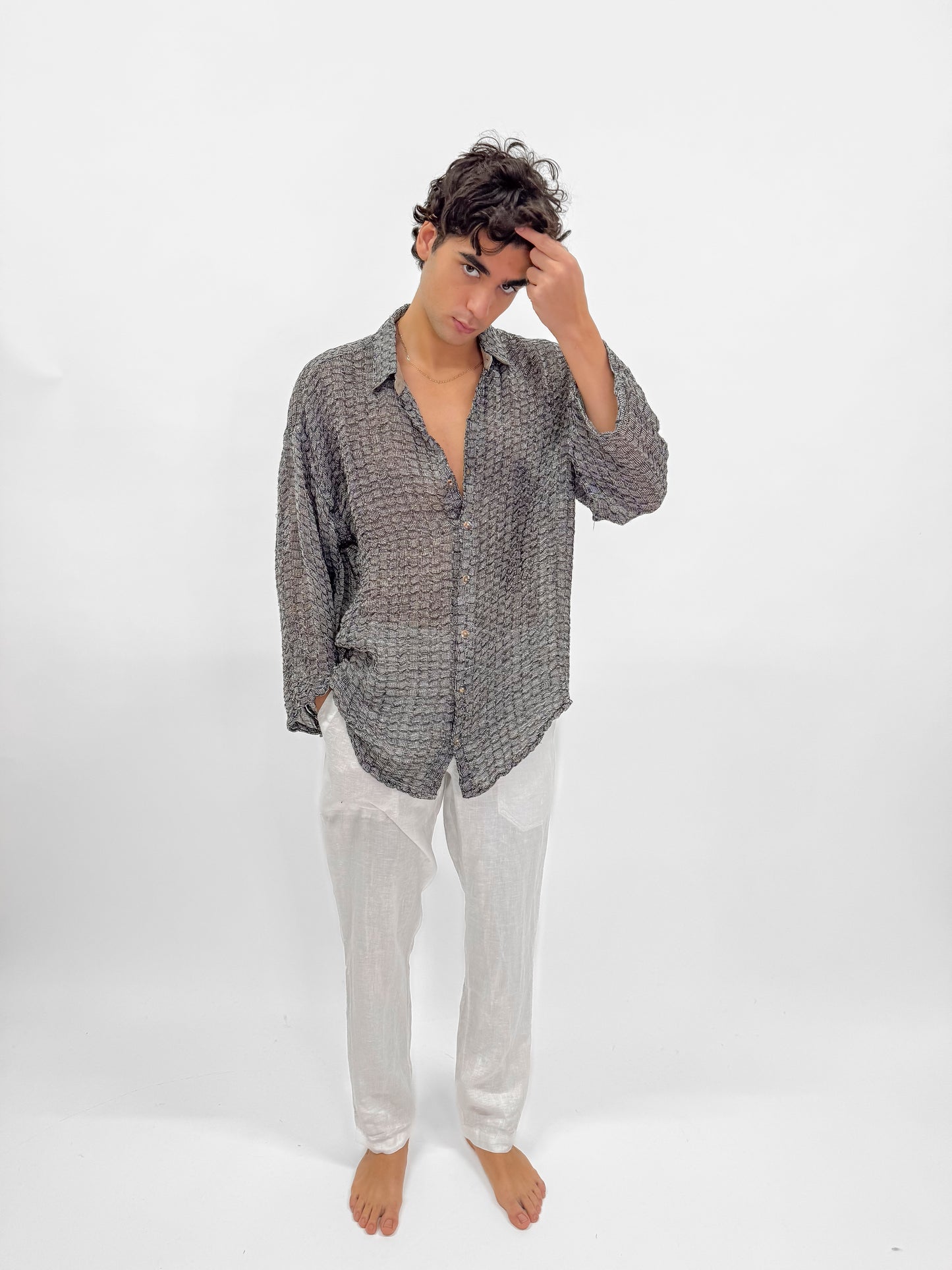 FULLBUTTONS OVERSIZE RAW LINEN SHIRT