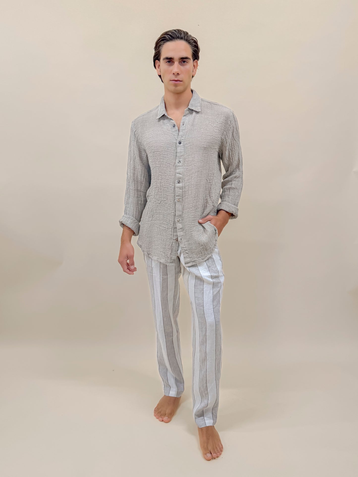 CAMICIA FULL BUTTONS ETAMINA ECRU