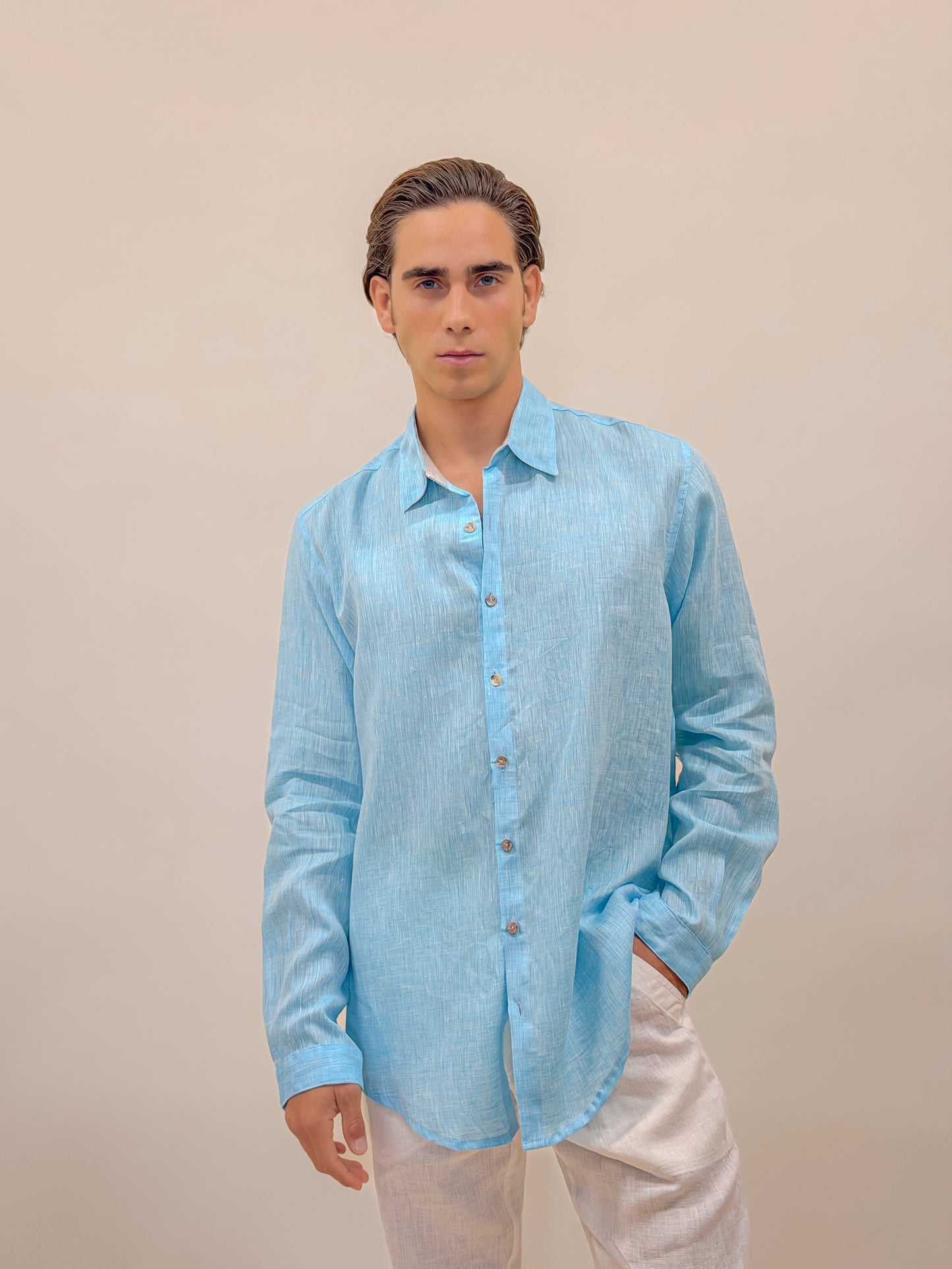 CAMICIA FULL BUTTONS AZZURRA