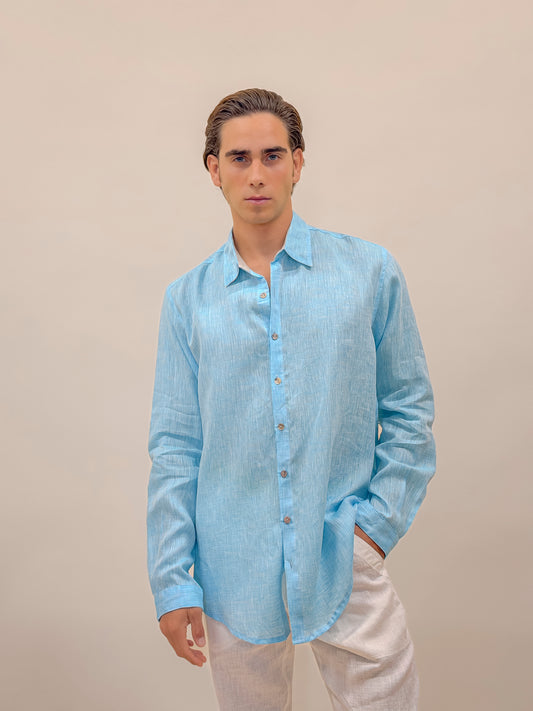 CAMICIA FULL BUTTONS AZZURRA