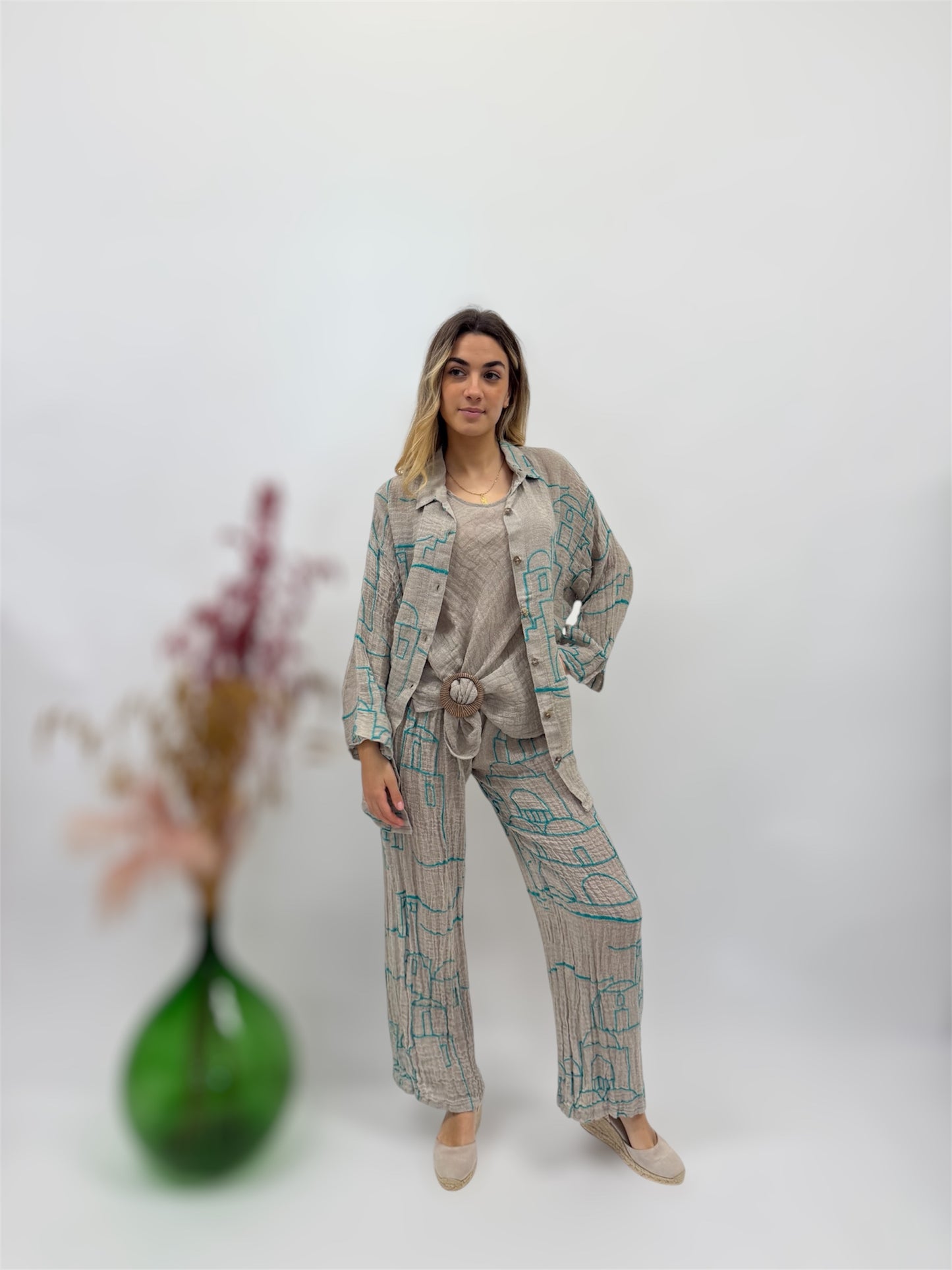 SET TOP JACKET AND TROUSERS WITH POSITANO OUTLINE