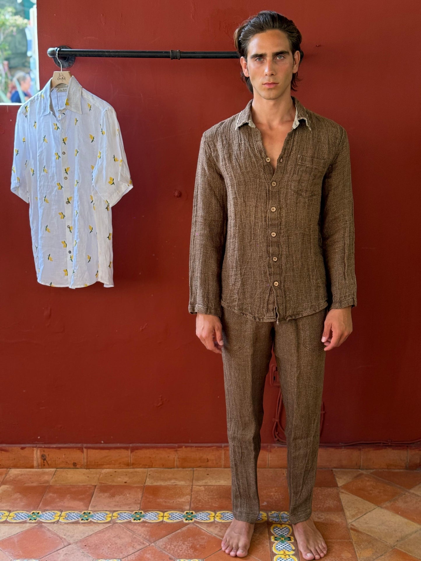 SET CAMICIA E PANTALONE PORTO IN TABACCO COLOUR