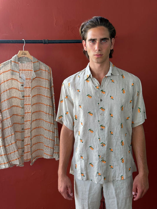 CAMICIA MEZZA MANICA ORANGES EMBROIDERED