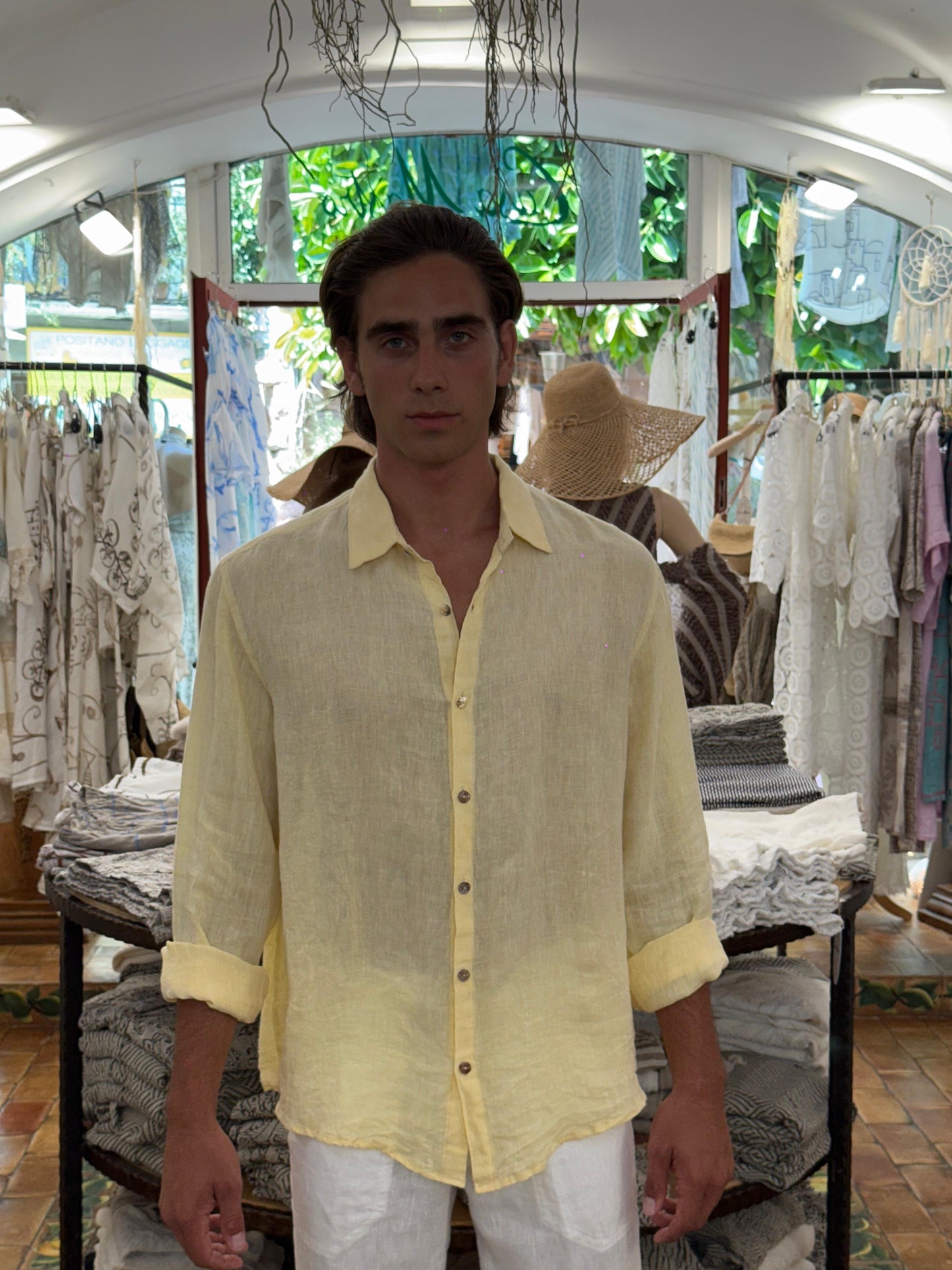 CAMICIA IN PURO LINO GIALLO POSITANO