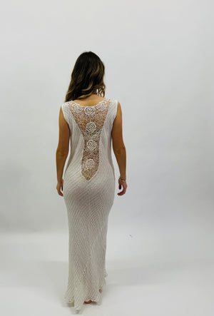 DRESS AMBER IN 100% RAW LINEN AND LACE