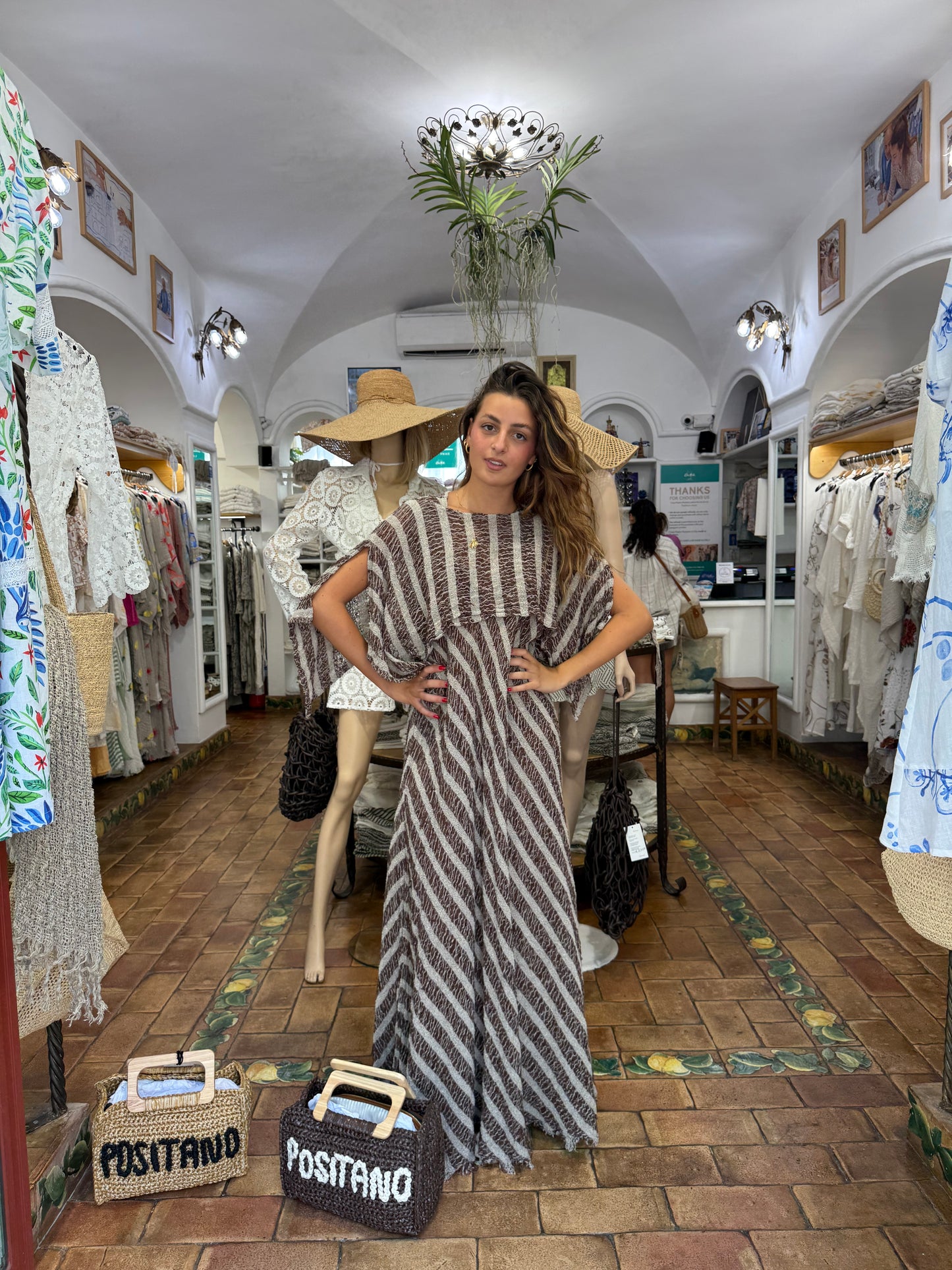 SET PONCHO E VESTITO IN GARZA DI LINO