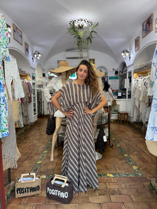SET PONCHO E VESTITO IN GARZA DI LINO