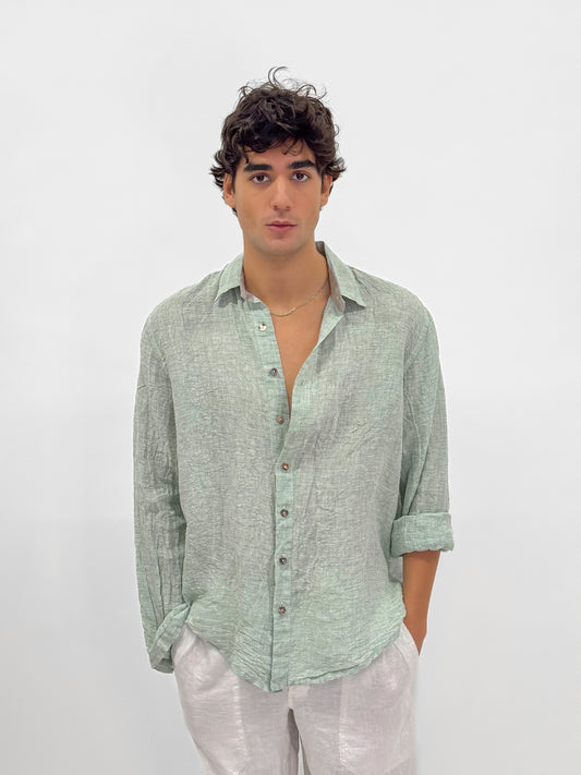 FULLBUTTONS MINISTRIPED GREEN SHIRT