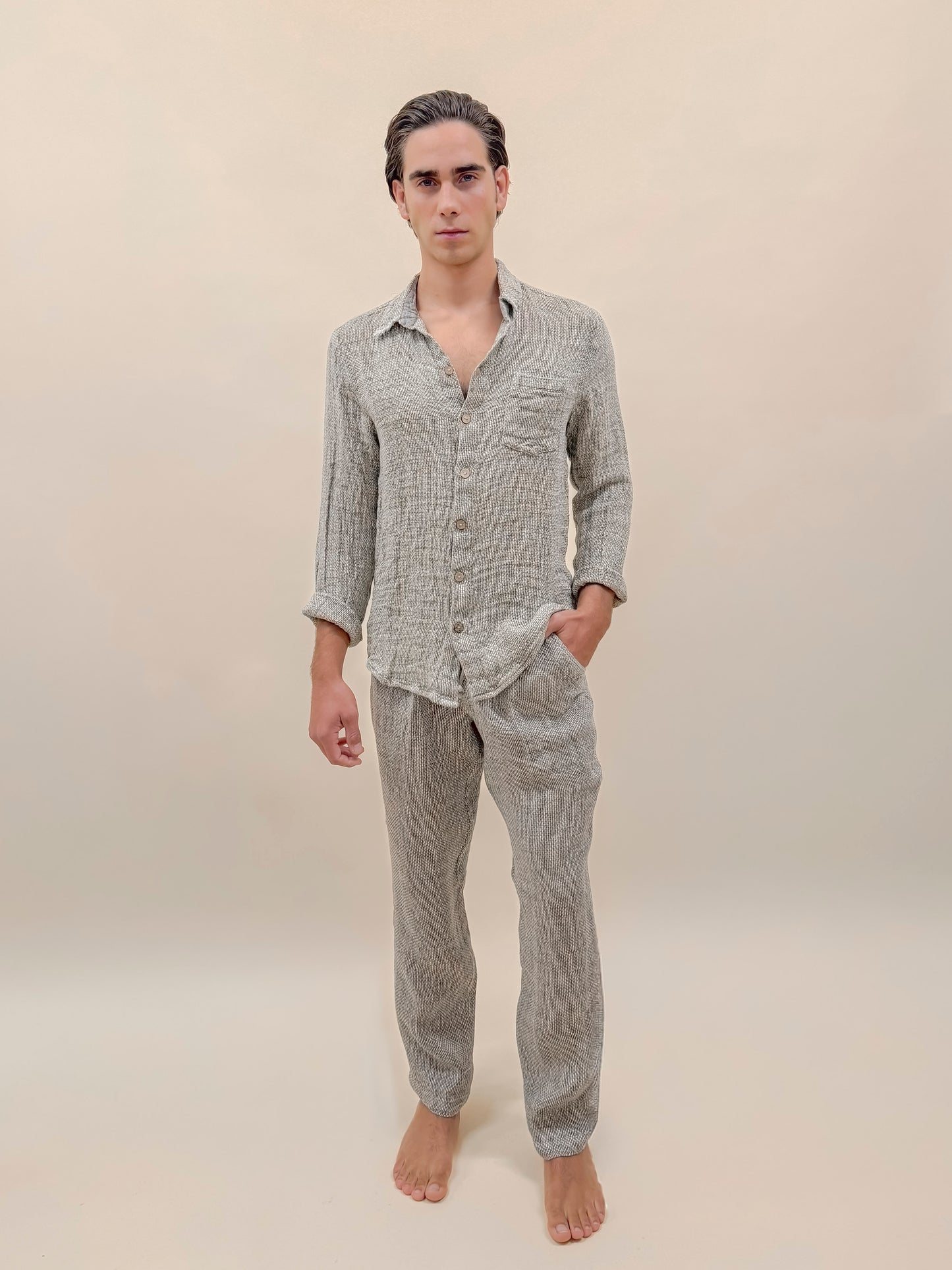 SET PANTALONE E CAMICIA FULL BUTTONS PORTO ECRÙ