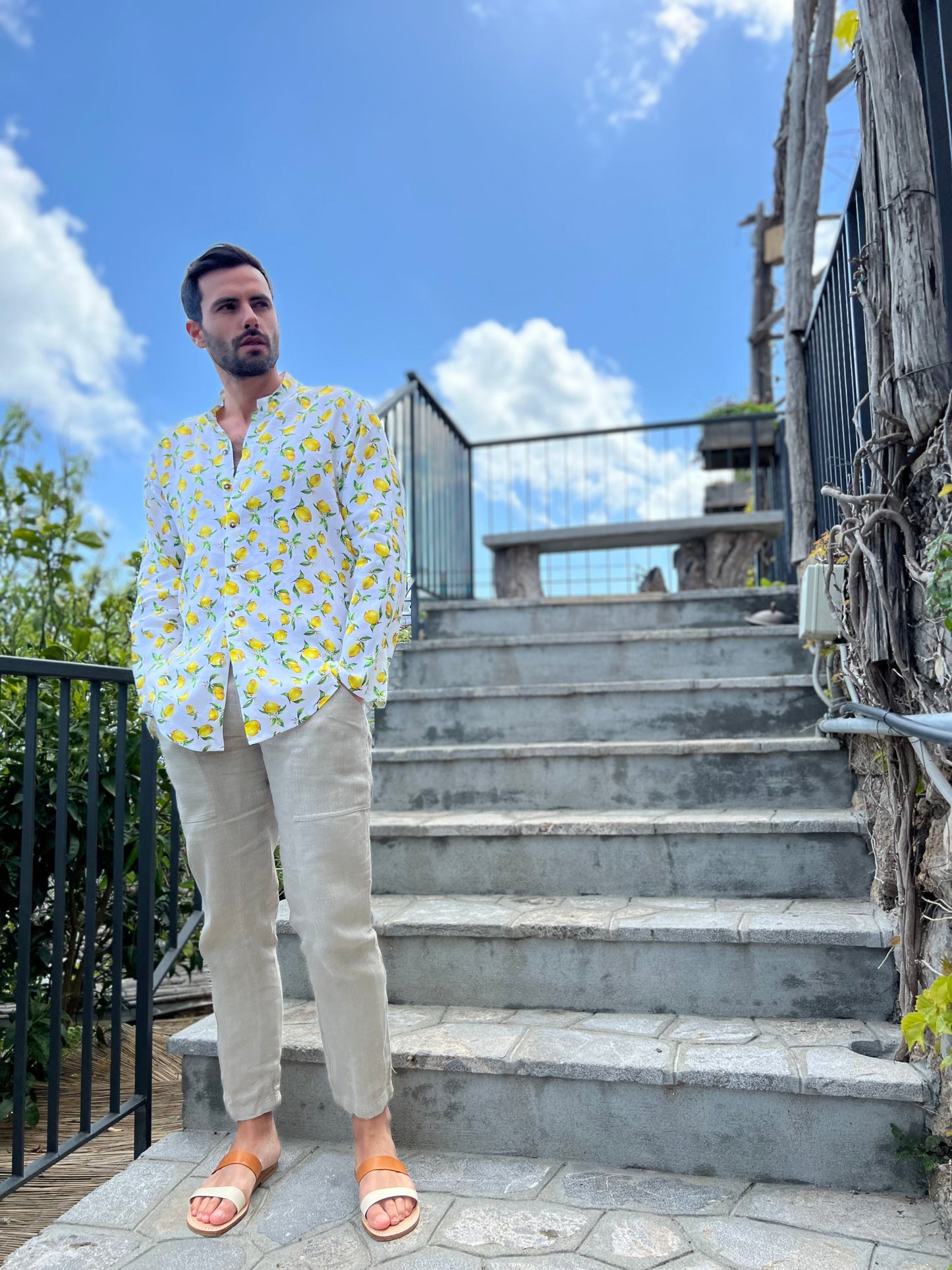 PRINTED MINI LEMONS LINEN SHIRT