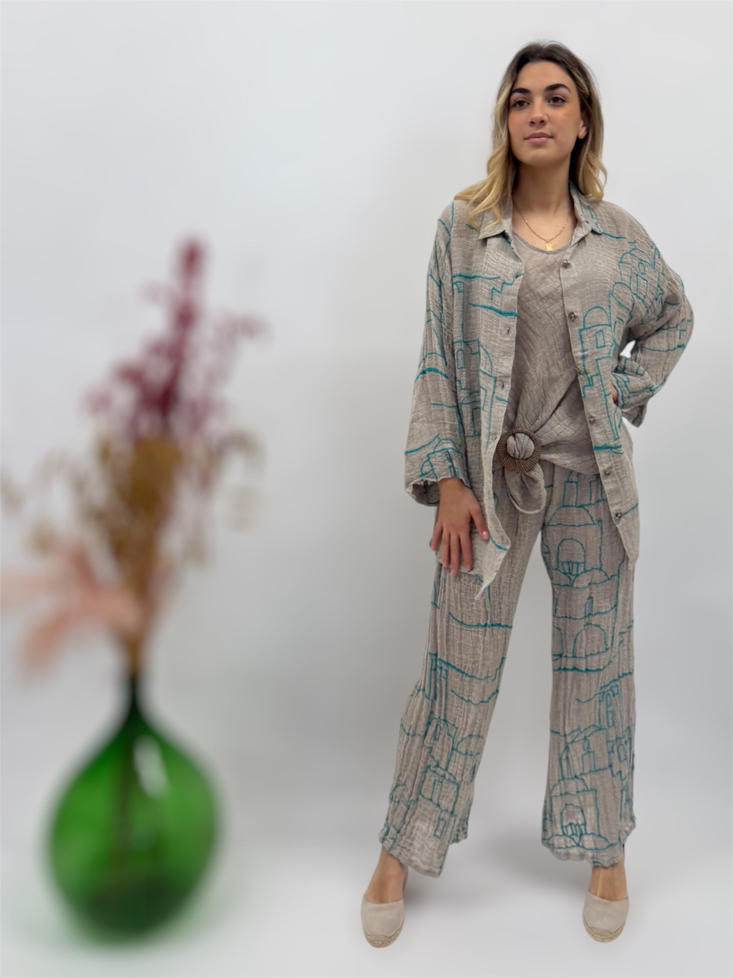 SET TOP JACKET AND TROUSERS WITH POSITANO OUTLINE