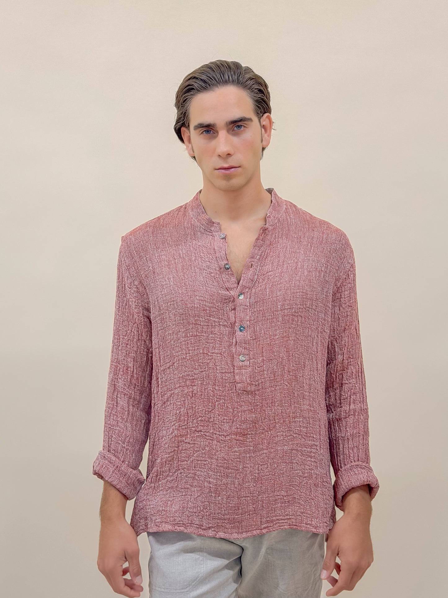 CAMICIA 5 BUTTONS ROSSO BRUCIATO