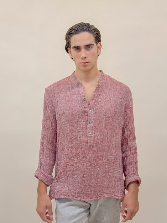 CAMICIA 5 BUTTONS ROSSO BRUCIATO