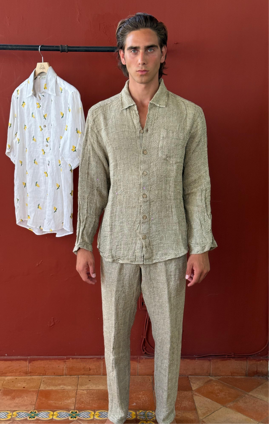 SET CAMICIA E PANTALONE PORTO IN TABACCO COLOUR