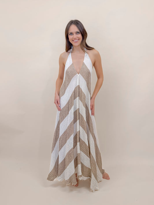 ABITO LINO, RIGONE BROWN