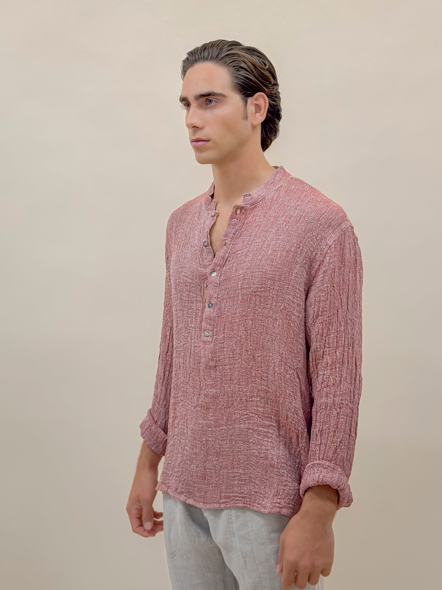 CAMICIA 5 BUTTONS ROSSO BRUCIATO