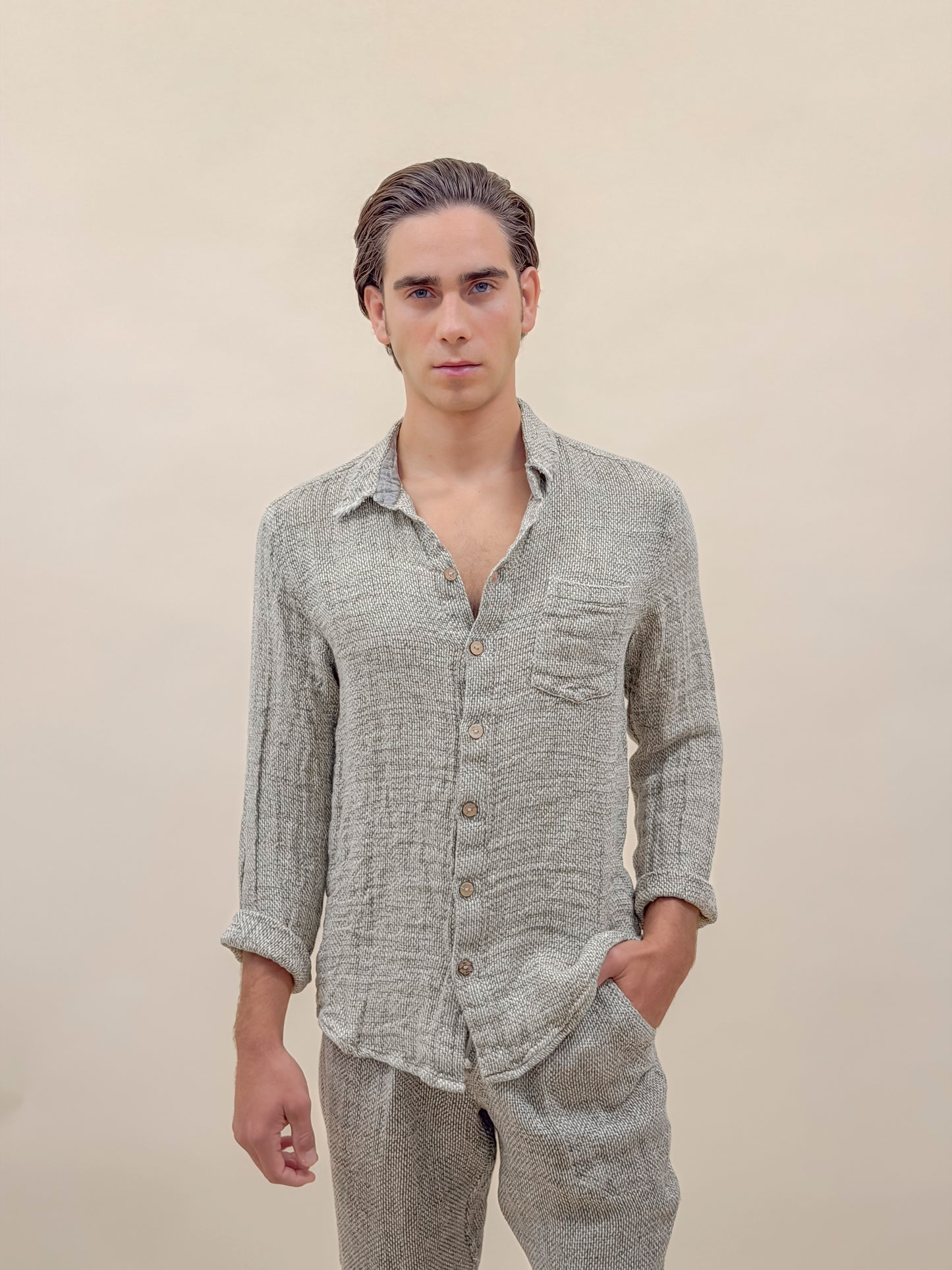 SET PANTALONE E CAMICIA FULL BUTTONS PORTO ECRÙ