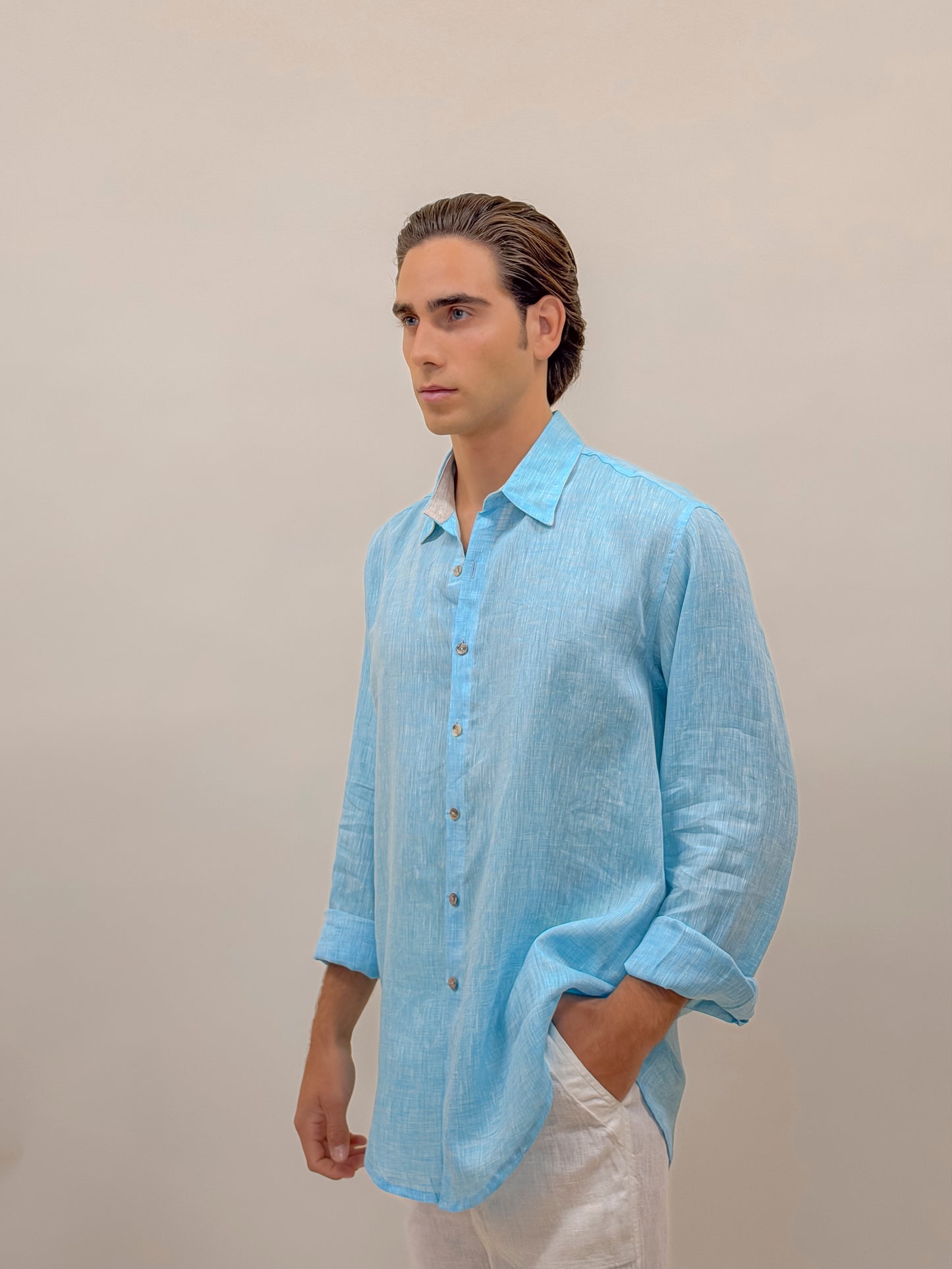 CAMICIA FULL BUTTONS AZZURRA