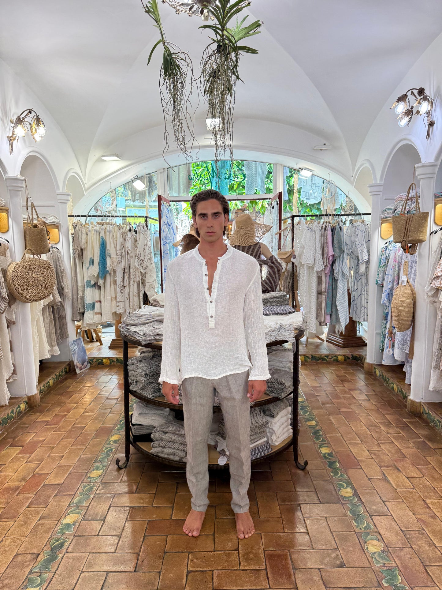 SHIRT JACKET IN PURE LINEN MADE IN POSITANO ITALY
